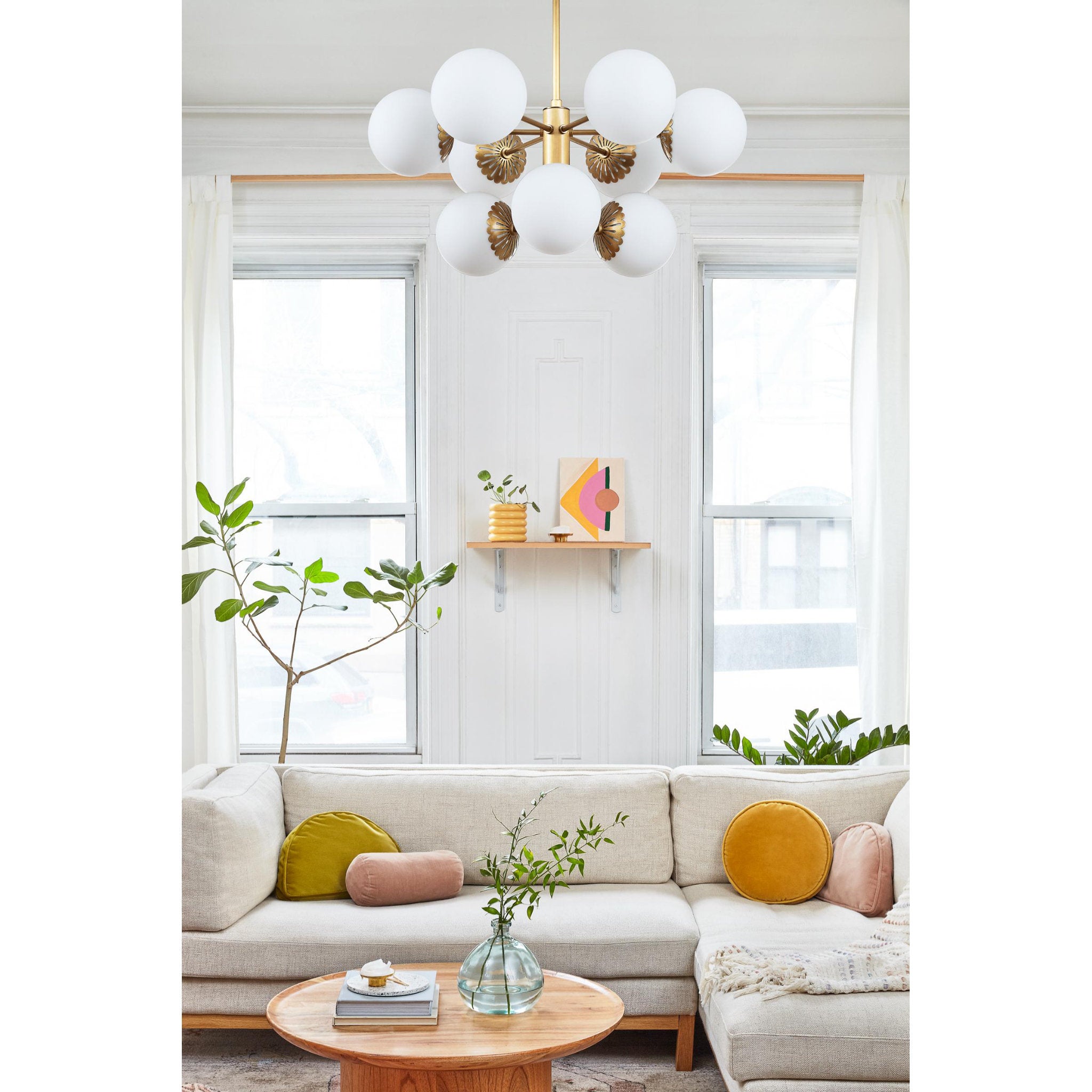 Paige 9-Light Chandelier in Aged Brass 33L x 33W x 14.75H