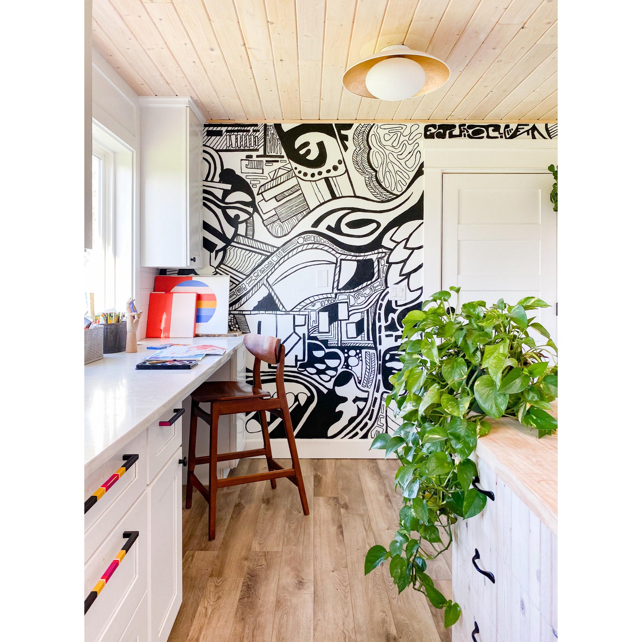 Cadence 1-Light Semi Flush in White Lustro/Gold Leaf Combo 11.75L x 21W x 9H