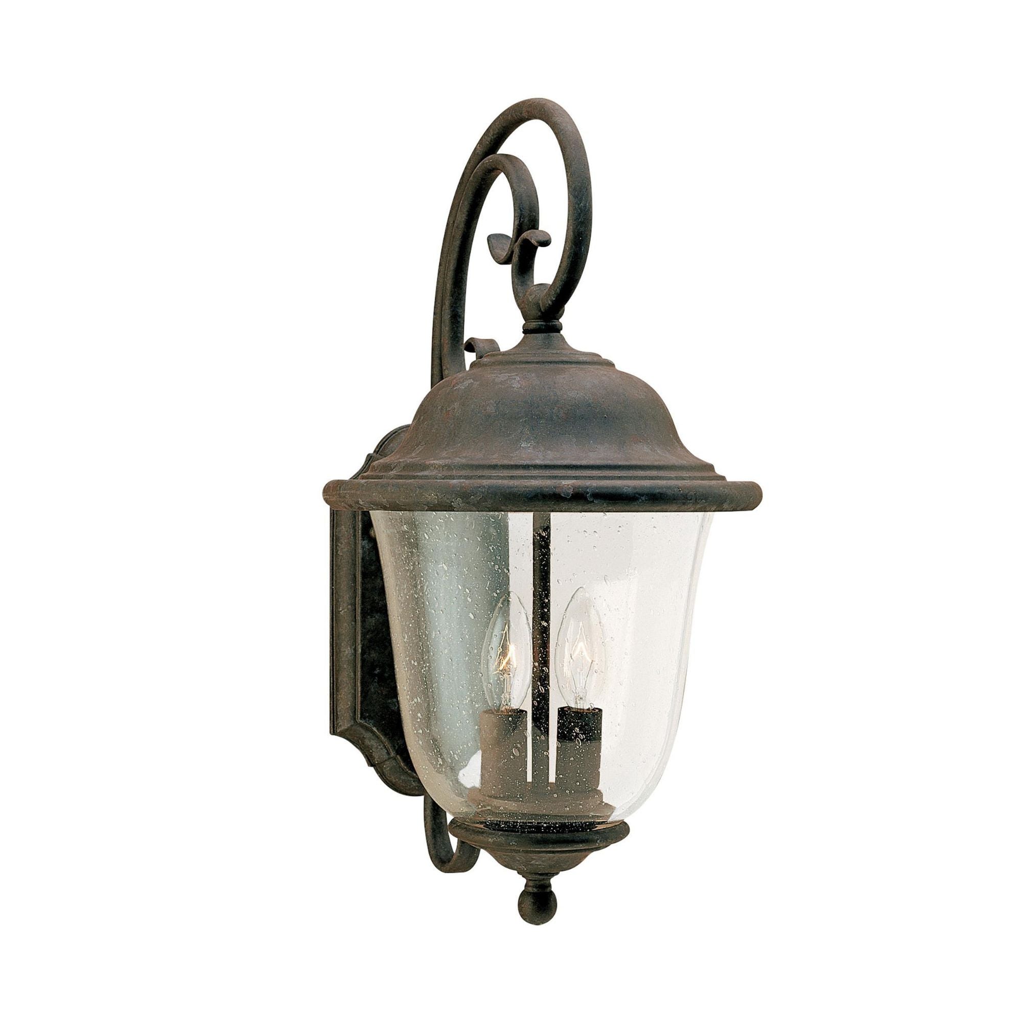 Trafalgar Two Light Outdoor Wall Lantern LED Traditional Fixture 9" Width 18" Height Aluminum Round Clear Seeded Shade in Oxidized Bronze