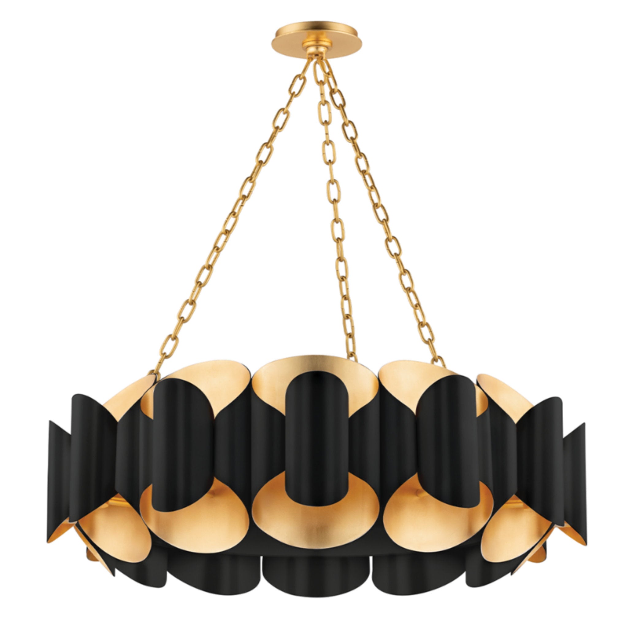 Banks 12-Light Chandelier in Gold Leaf/Black 34.5L x 34.5W x 11.75H