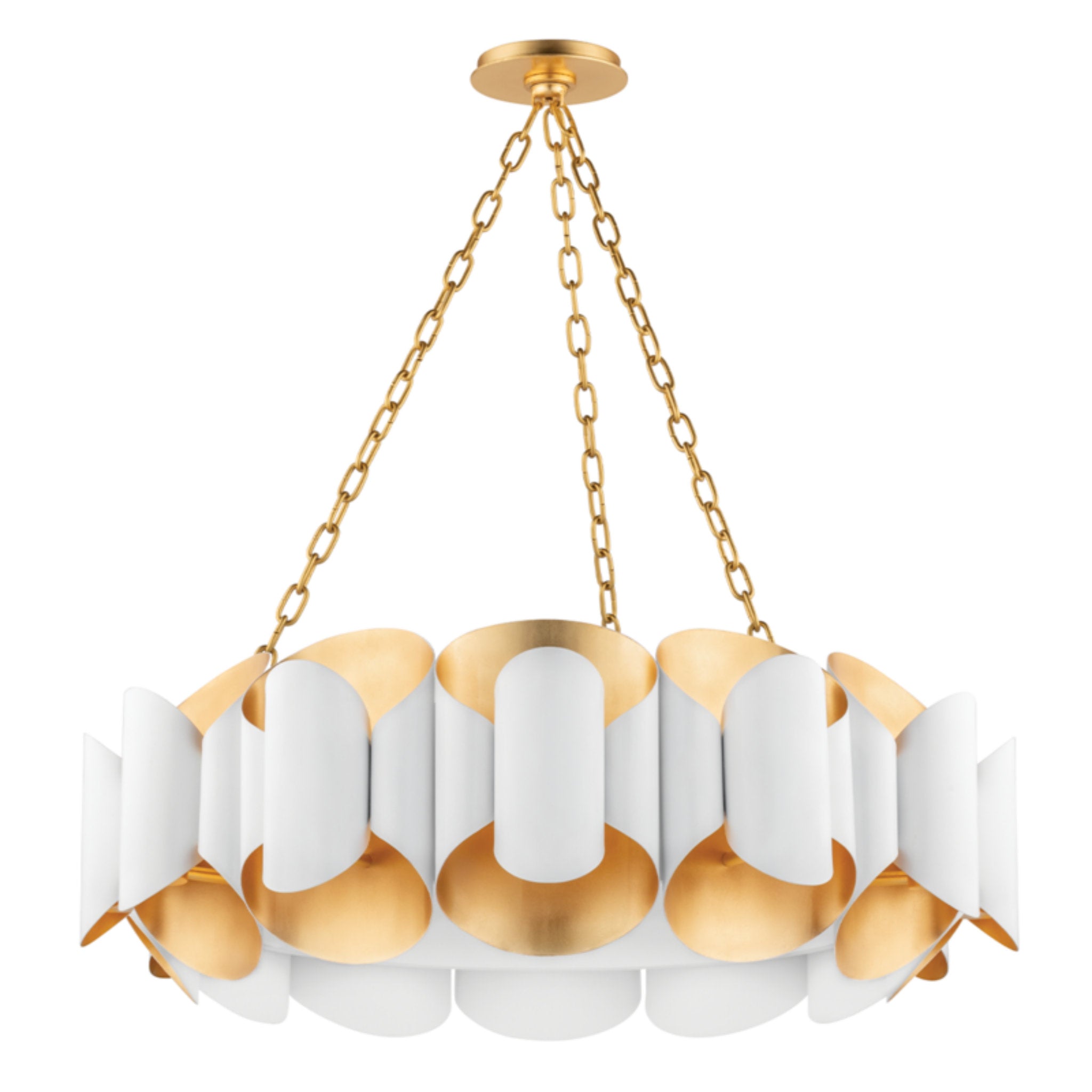 Banks 12-Light Chandelier in Gold Leaf/White 34.5L x 34.5W x 11.75H