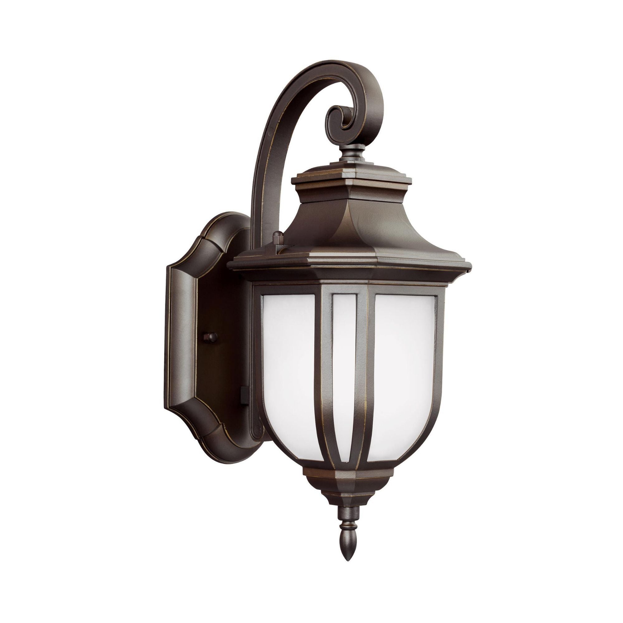 Childress Small One Light Outdoor Wall Lantern LED Traditional Fixture 5.5" Width 12.625" Height Die Cast Aluminum Satin Etched Shade in Antique Bronze