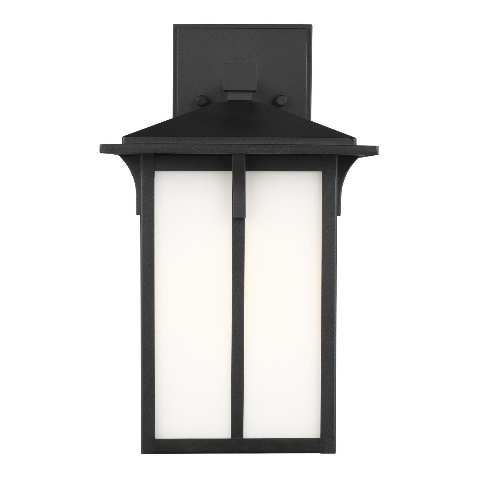 Tomek Medium One Light Outdoor Wall Lantern LED Transitional Fixture 8.375" Width 14" Height Aluminum Rectangular Etched / White Inside Shade in Black