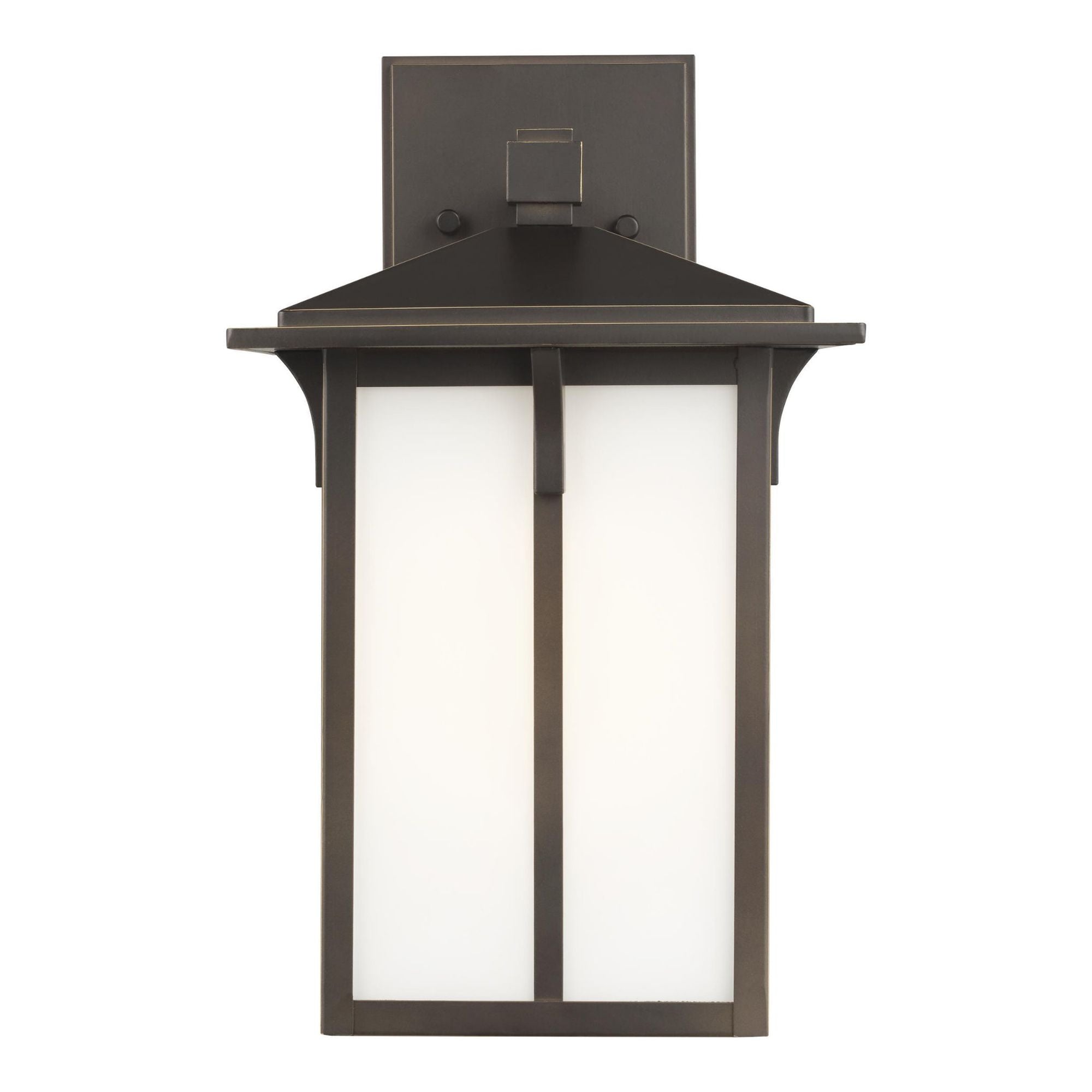 Tomek Medium One Light Outdoor Wall Lantern LED Transitional Fixture 8.375" Width 14" Height Aluminum Rectangular Etched / White Inside Shade in Antique Bronze