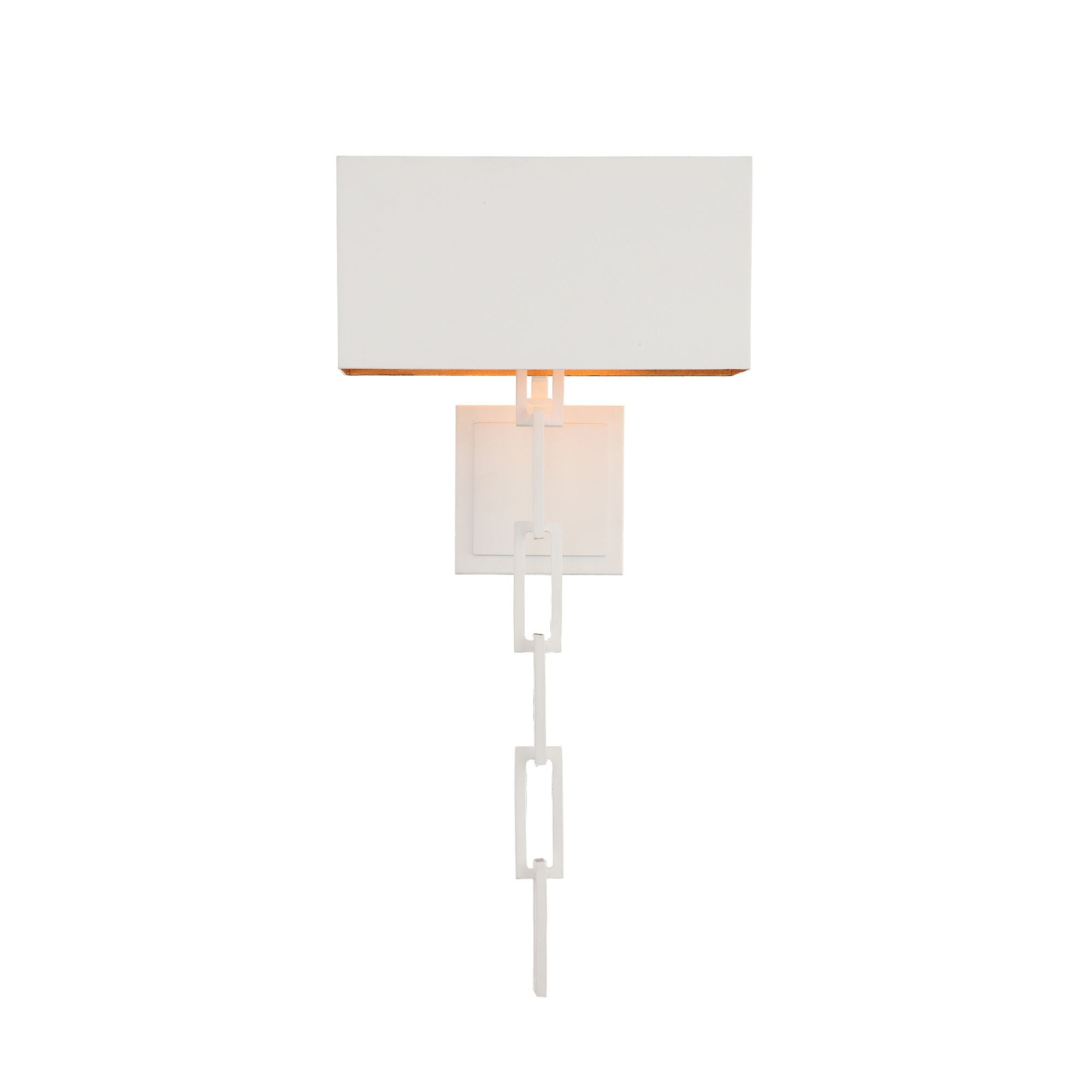 Brian Patrick Flynn Alston 2 Light Matte White + Antique Gold Sconce Steel Shade 11.5"W x 24.5"H x 6"D