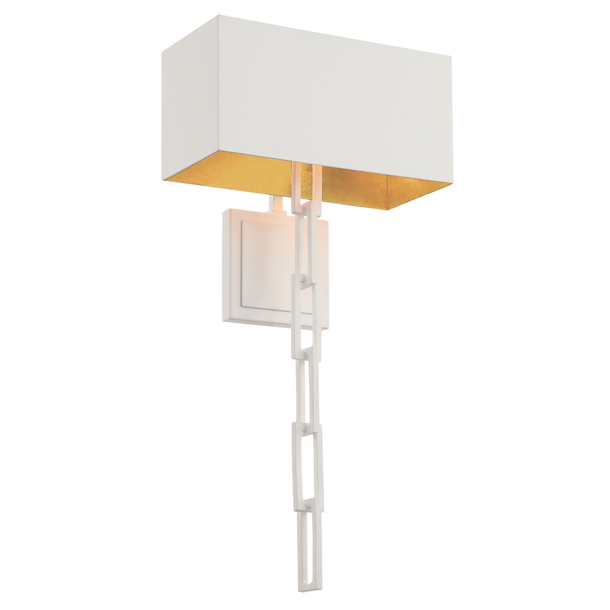 Brian Patrick Flynn Alston 2 Light Matte White + Antique Gold Sconce Steel Shade 11.5"W x 24.5"H x 6"D