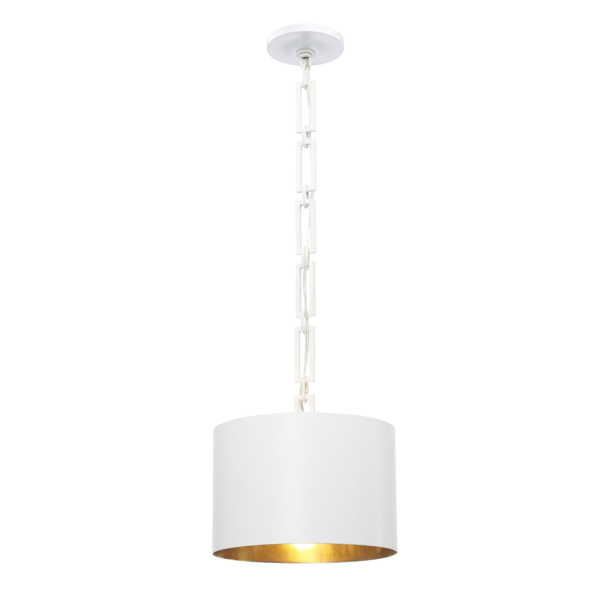 Brian Patrick Flynn Alston 1 Light Matte White + Antique Gold Mini Pendant Steel Shade 12"W x 10"H x 12"D