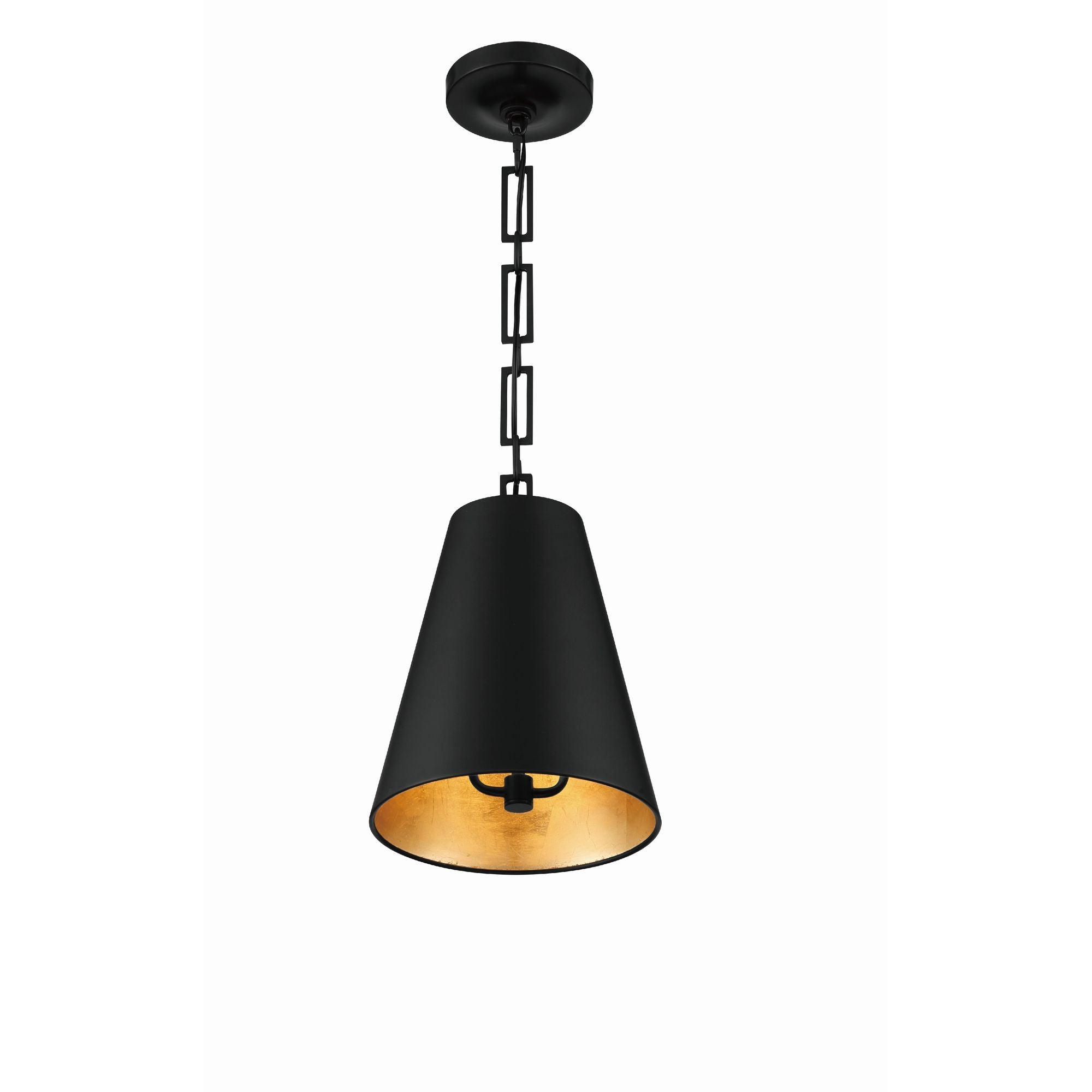 Brian Patrick Flynn Alston 10'' Matte Black + Antique Gold Pendant Black 10"W x 14"H x 10"D