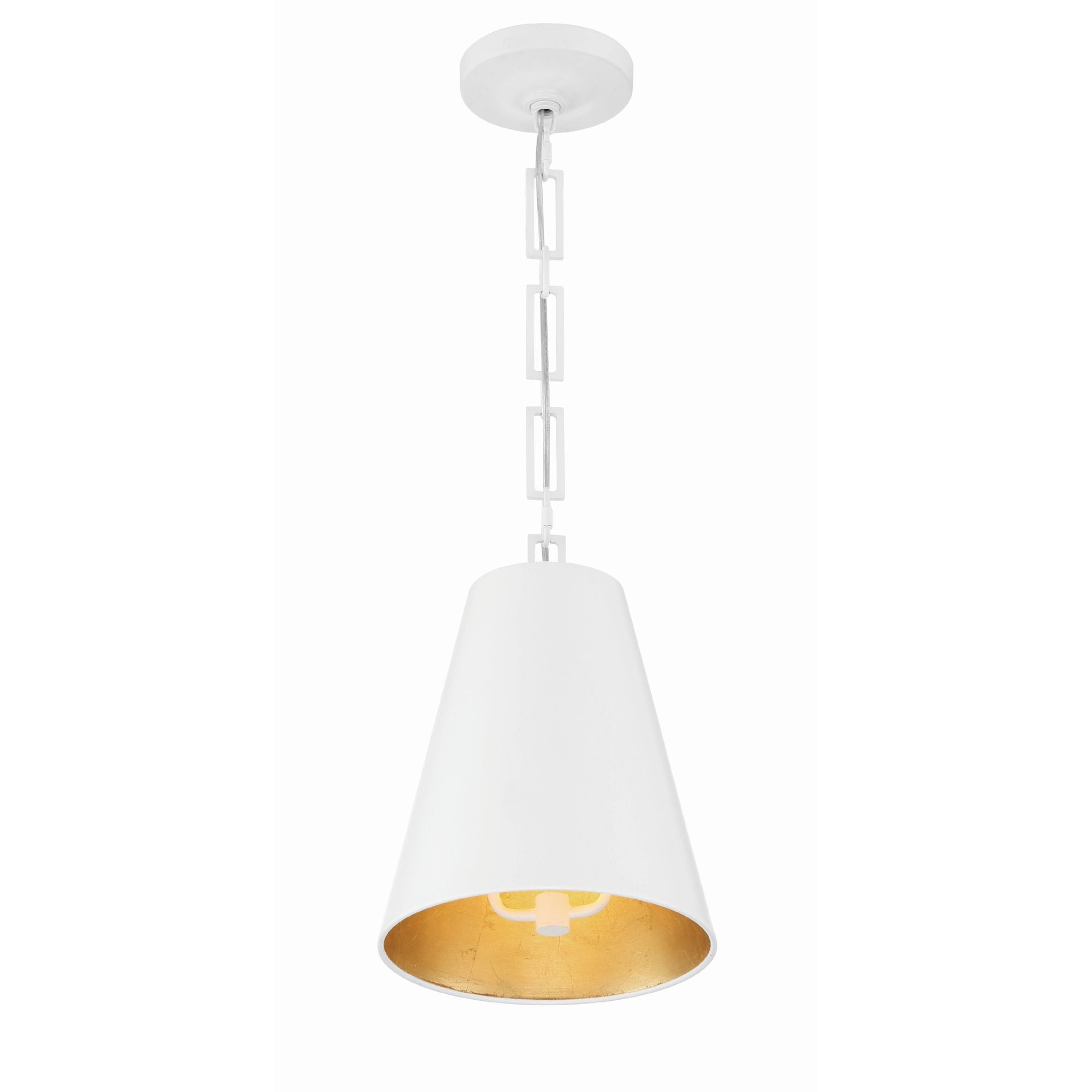 Brian Patrick Flynn Alston 2 Light Matte White + Antique Gold Mini Pendant Steel Shade 10"W x 14"H x 10"D