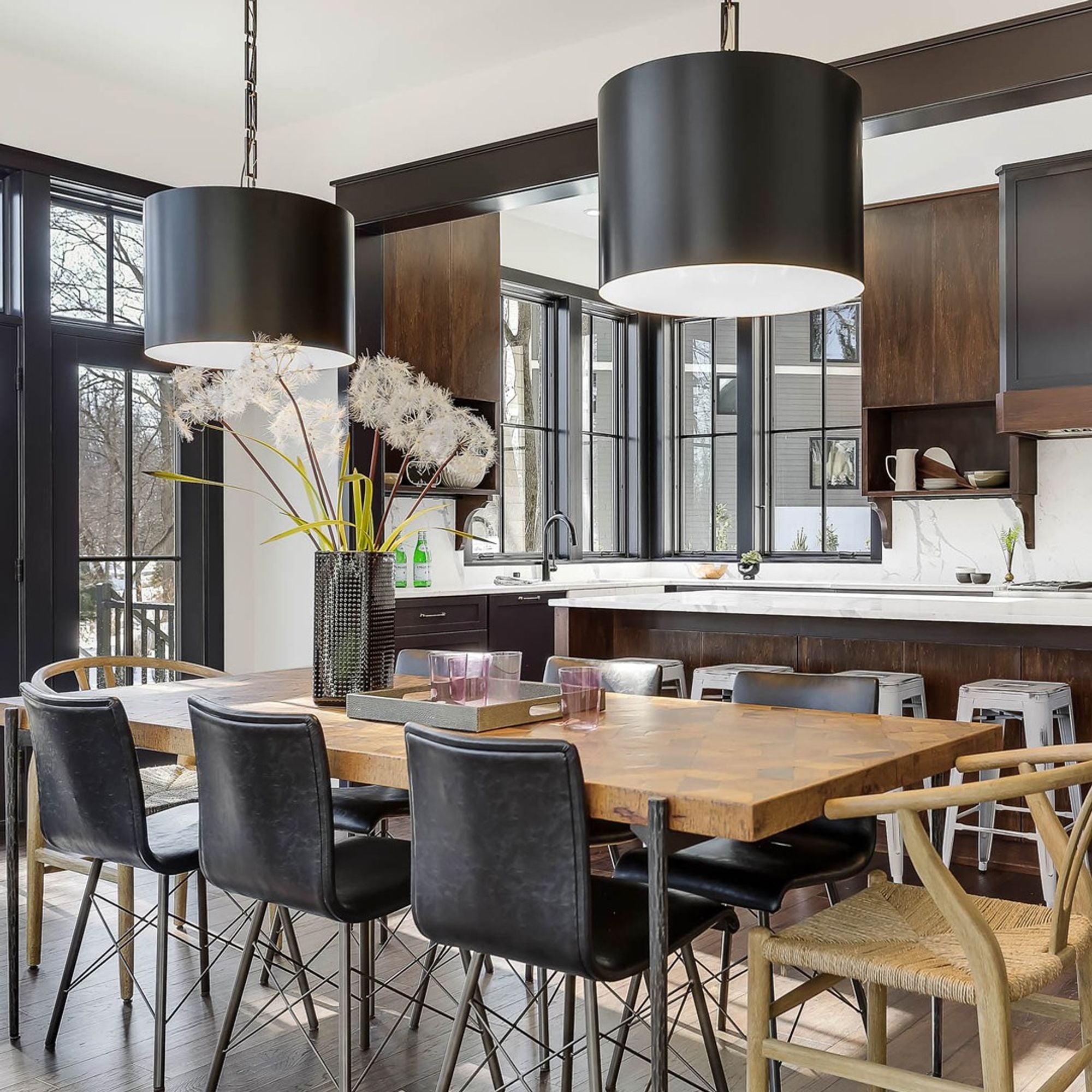 Brian Patrick Flynn Alston 20'' Matte Black + White Pendant Black 20"W x 16.5"H x 20"D