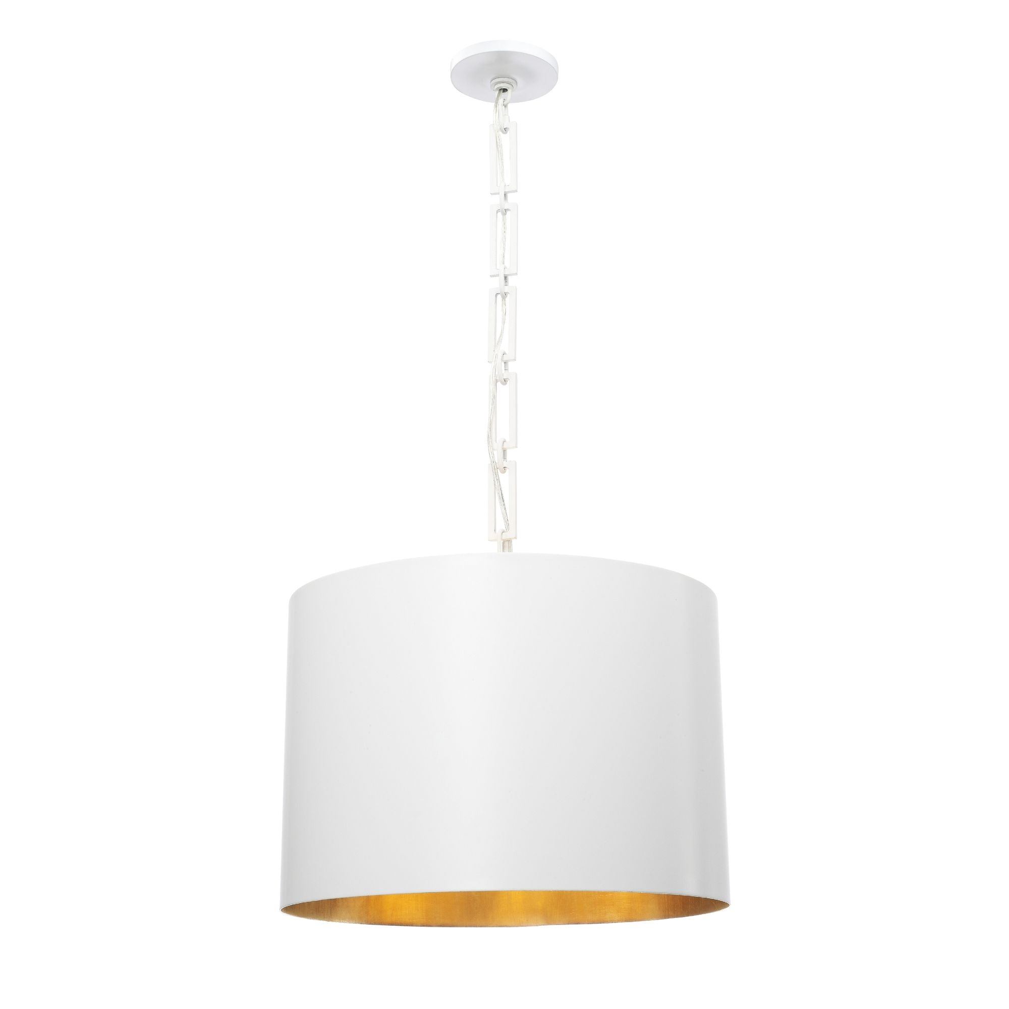 Brian Patrick Flynn Alston 6 Light Matte White + Antique Gold Pendant Steel Shade 20"W x 16.5"H x 20"D