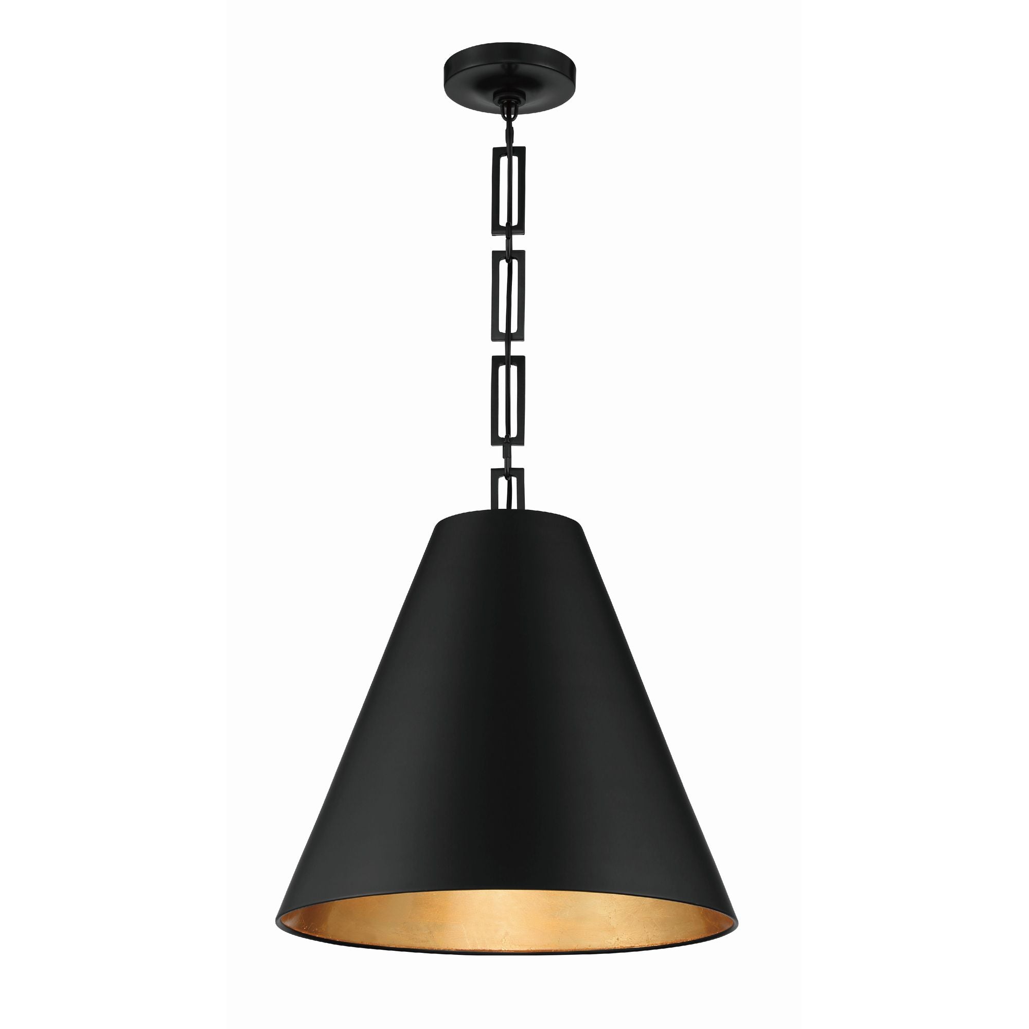Brian Patrick Flynn Alston 3 Light Matte Black + Antique Gold Pendant Steel Shade 18"W x 18.5"H x 18"D