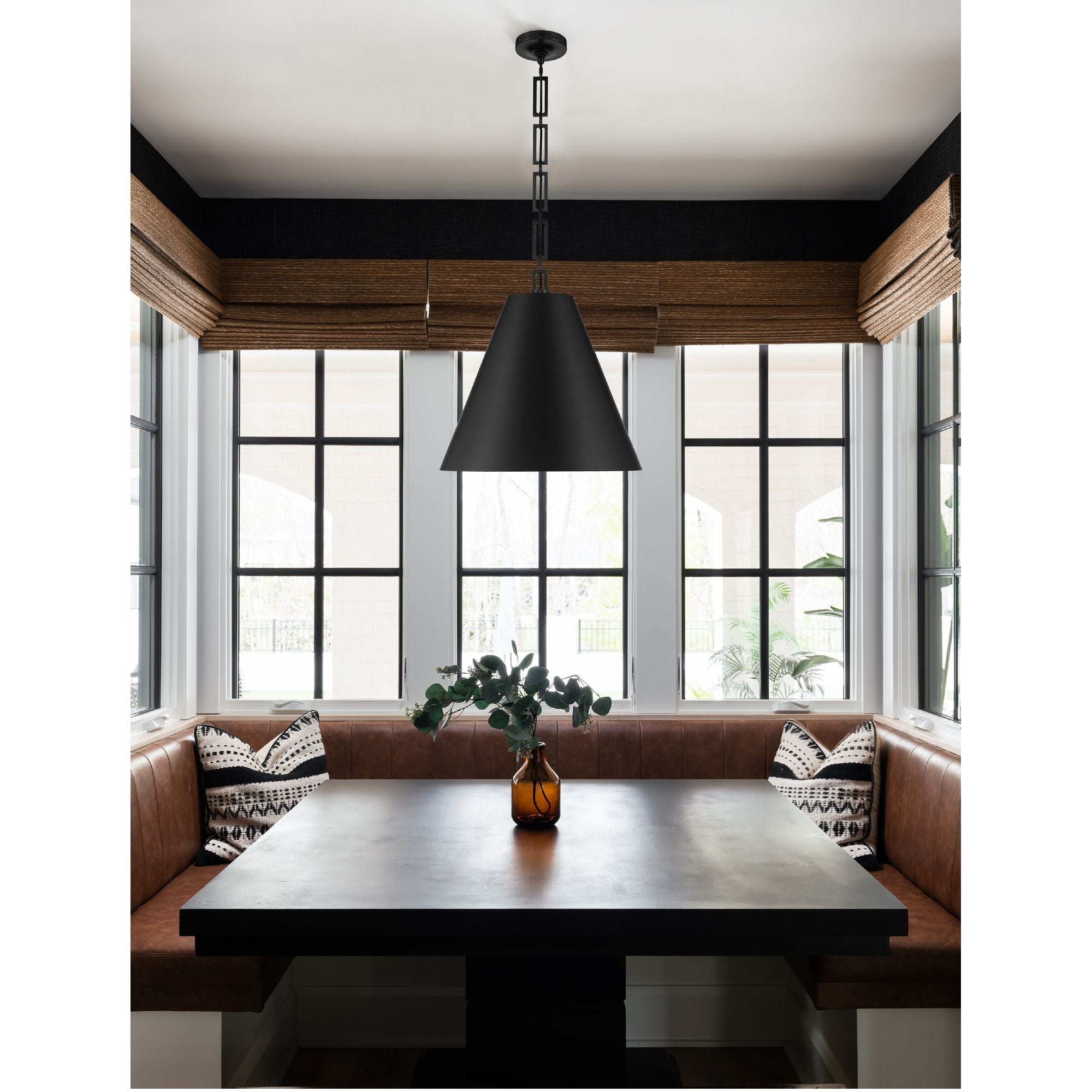 Brian Patrick Flynn Alston 3 Light Matte Black + Antique Gold Pendant Steel Shade 18"W x 18.5"H x 18"D