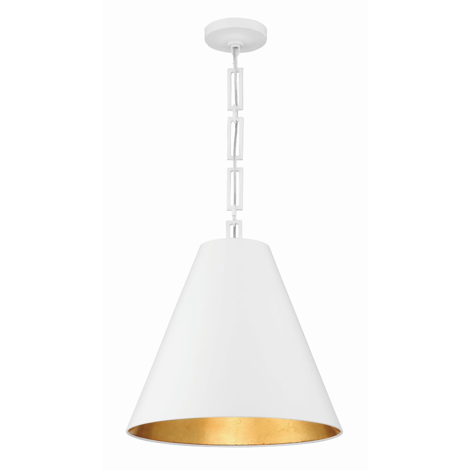 Brian Patrick Flynn Alston 18'' Matte White + Antique Gold Pendant White 18"W x 18.5"H x 18"D