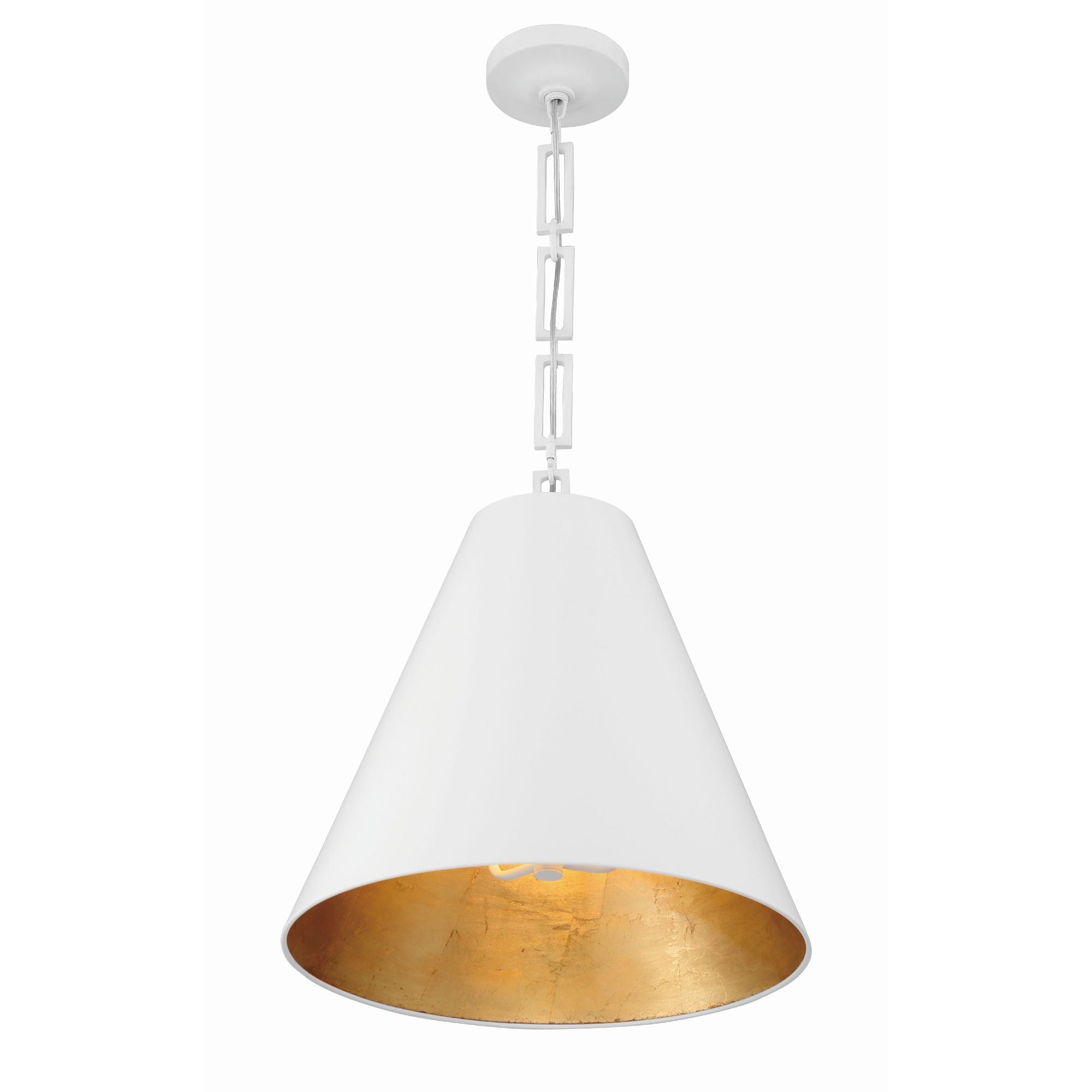 Brian Patrick Flynn Alston 18'' Matte White + Antique Gold Pendant White 18"W x 18.5"H x 18"D