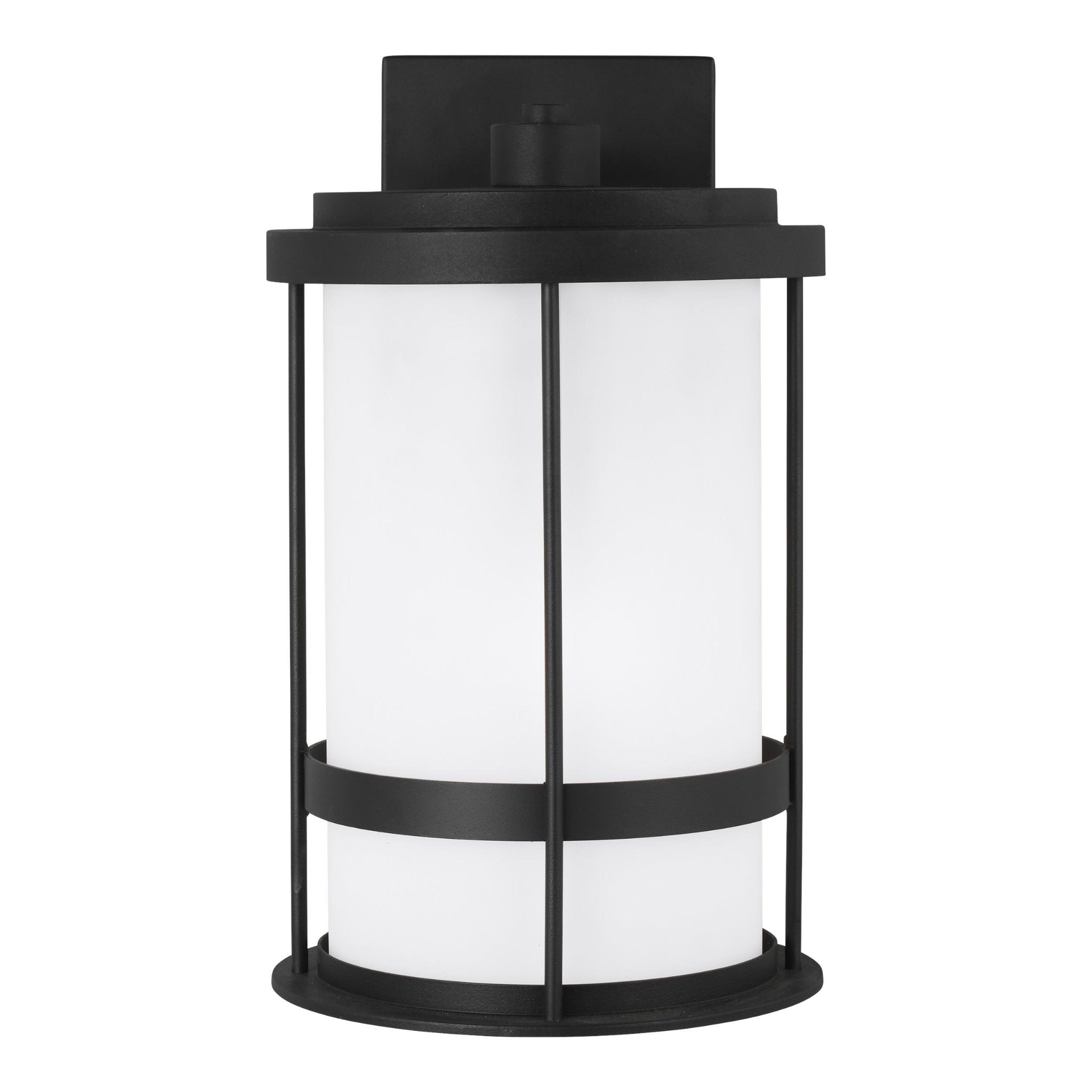 Wilburn Medium One Light Outdoor Wall Lantern LED Transitional Fixture Dark Sky 8" Width 13.5" Height Aluminum Round Satin Etched Shade in Black