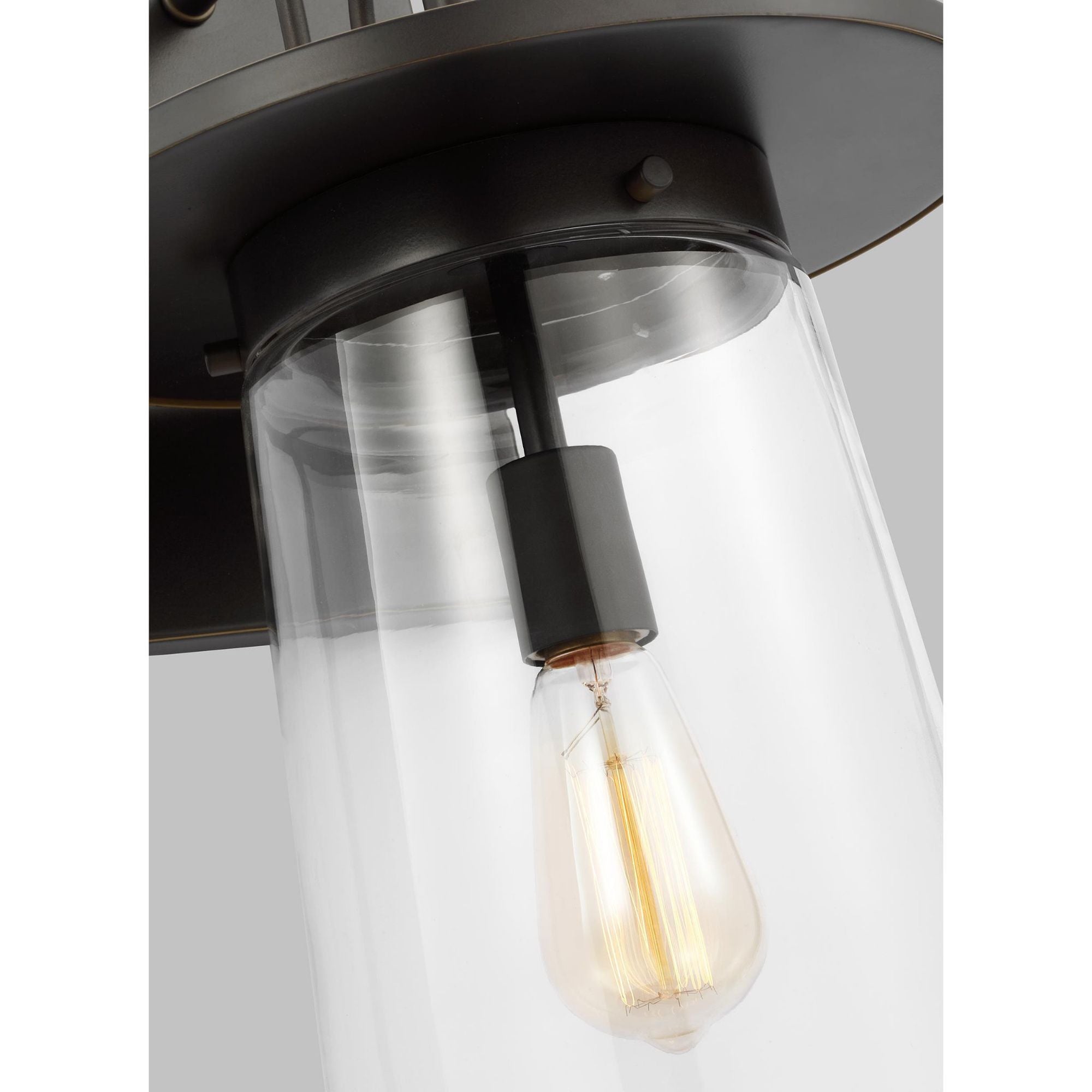 Tybee Large One Light Outdoor Wall Lantern Casual Fixture 10" Width 18.625" Height Aluminum Round Clear Shade in Antique Bronze