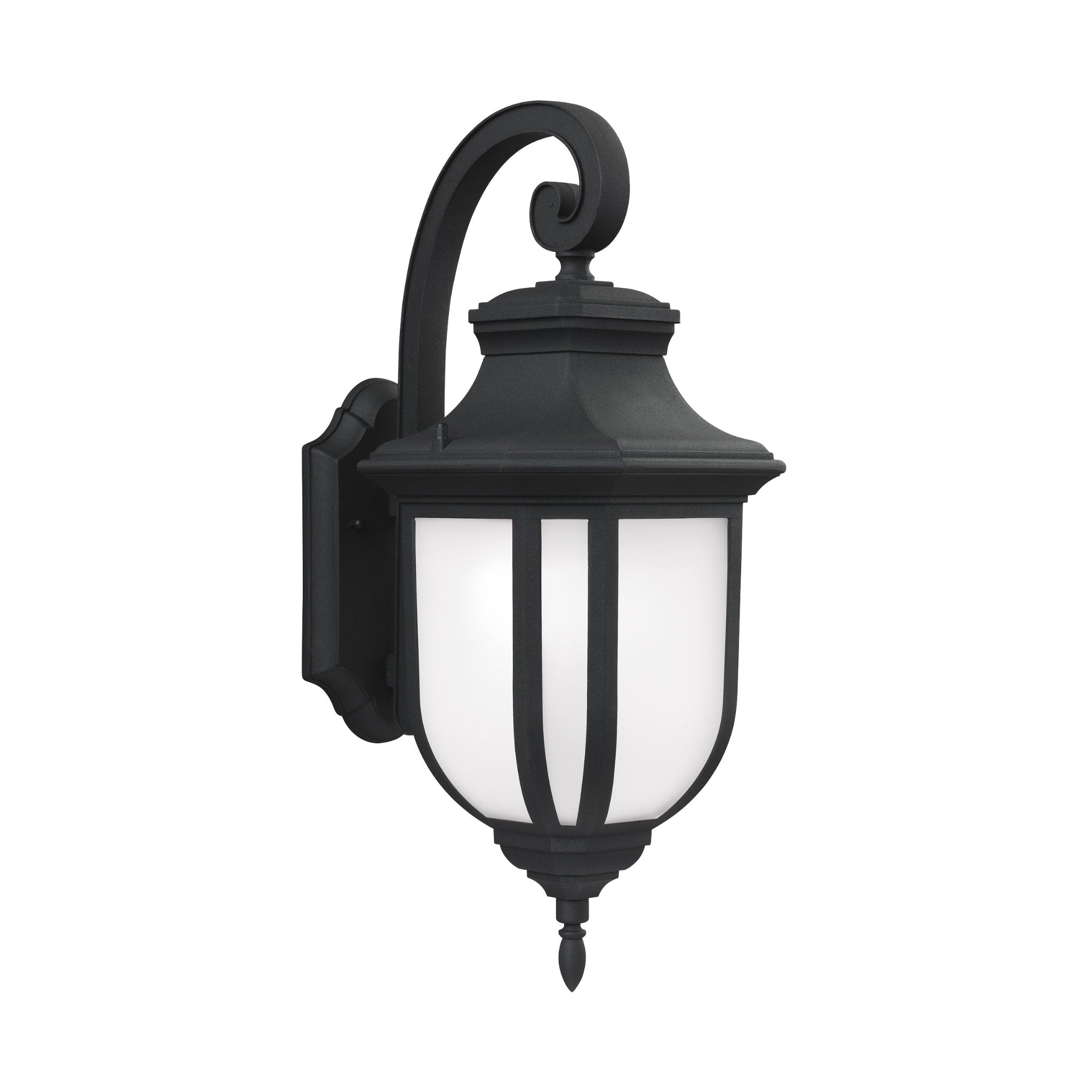 Childress Large One Light Outdoor Wall Lantern Traditional Fixture 9" Width 21.25" Height Die Cast Aluminum Satin Etched Shade in Black