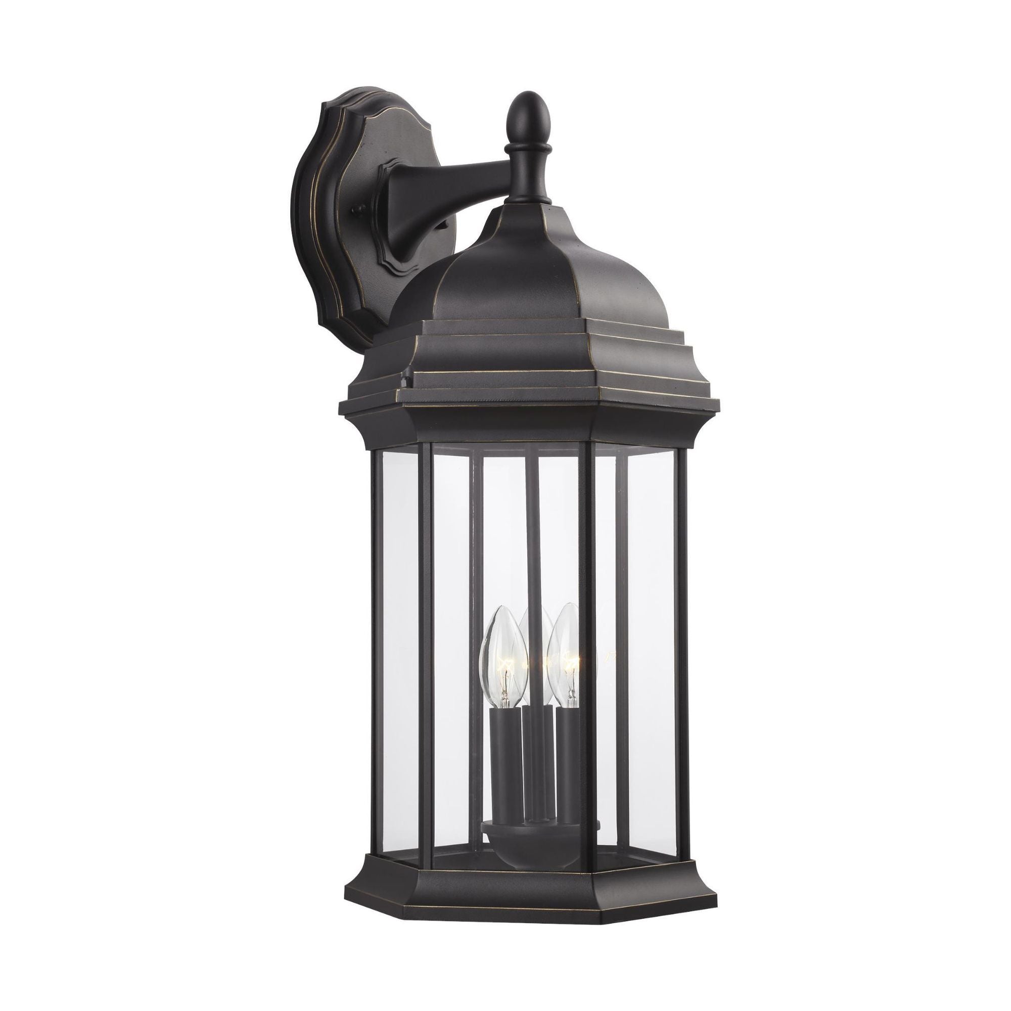 Sevier Extra Large Three Light Downlight Outdoor Wall Lantern LED Traditional Fixture 12.5" Width 23.25" Height Die Cast Aluminum Rectangular Clear Shade in Antique Bronze