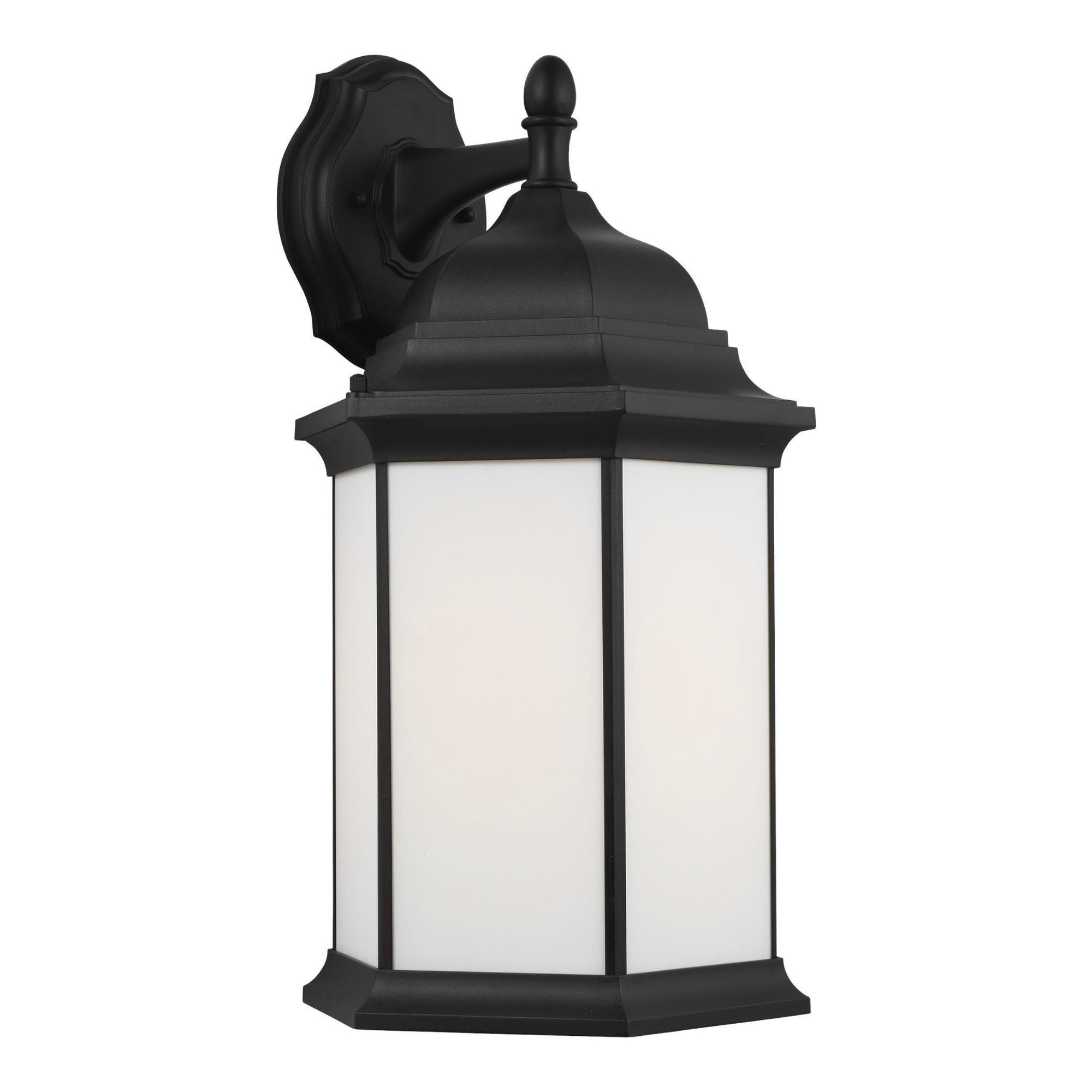 Sevier Extra Large One Light Downlight Outdoor Wall Lantern LED Traditional Fixture 12.5" Width 23.25" Height Die Cast Aluminum Rectangular Satin Etched Shade in Black