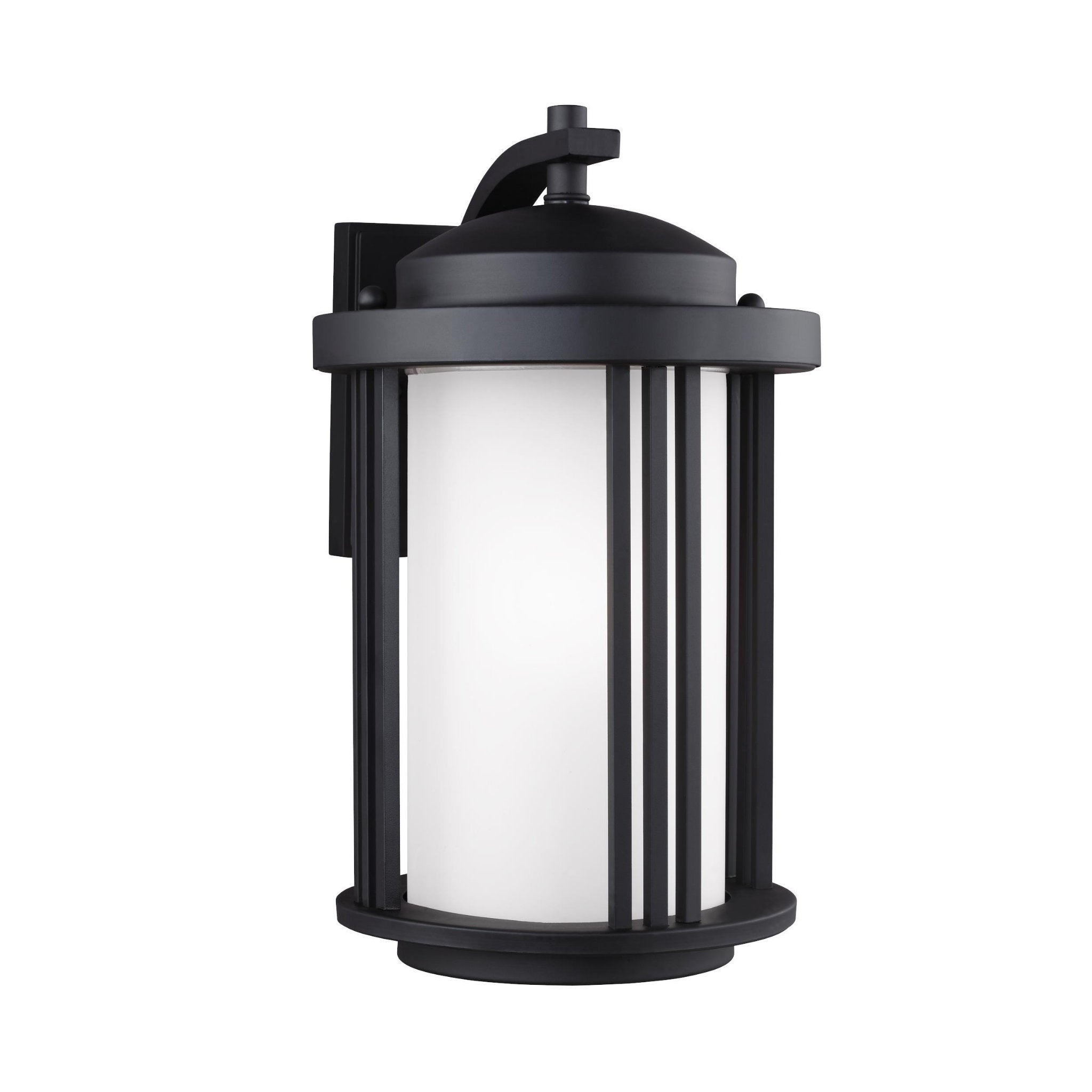Crowell Medium One Light Outdoor Wall Lantern LED Contemporary Fixture Dark Sky 9" Width 14.875" Height Aluminum Round Satin Etched Shade in Black