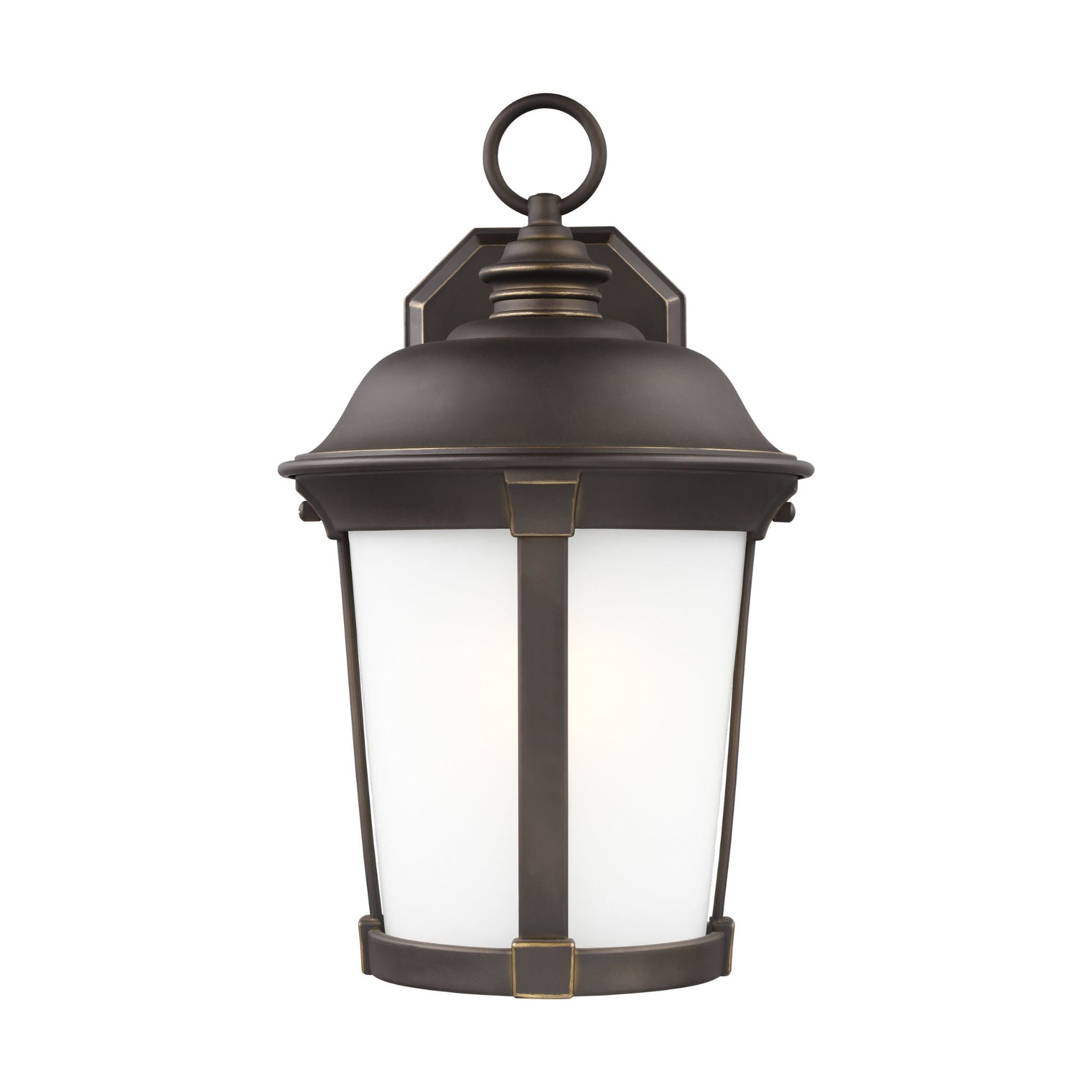 Calder Large One Light Outdoor Wall Lantern LED Traditional Fixture 10" Width 16.5" Height StoneStrong Round Satin Etched Shade in Antique Bronze
