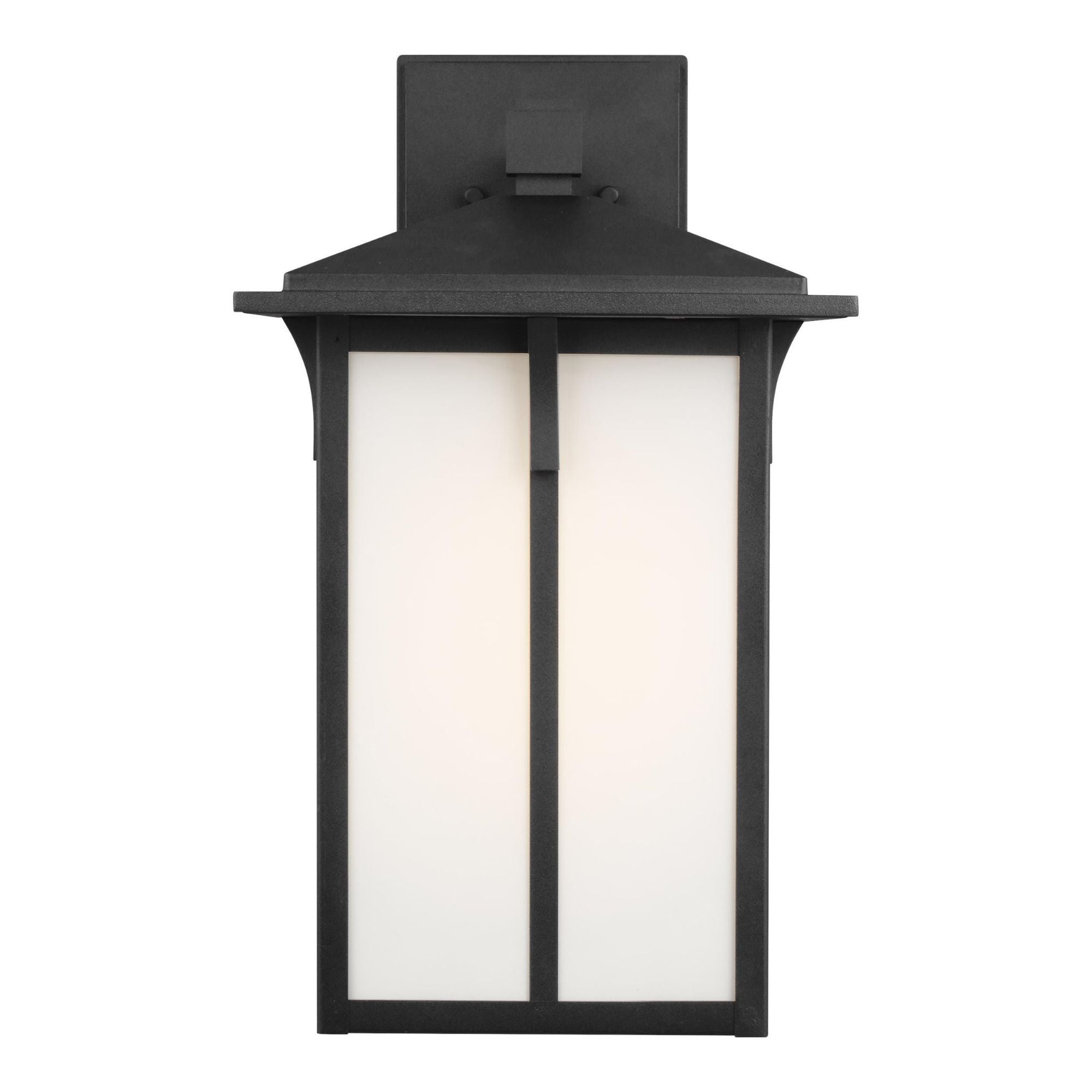 Tomek Large One Light Outdoor Wall Lantern LED Transitional Fixture 10.5" Width 18" Height Aluminum Rectangular Etched / White Inside Shade in Black