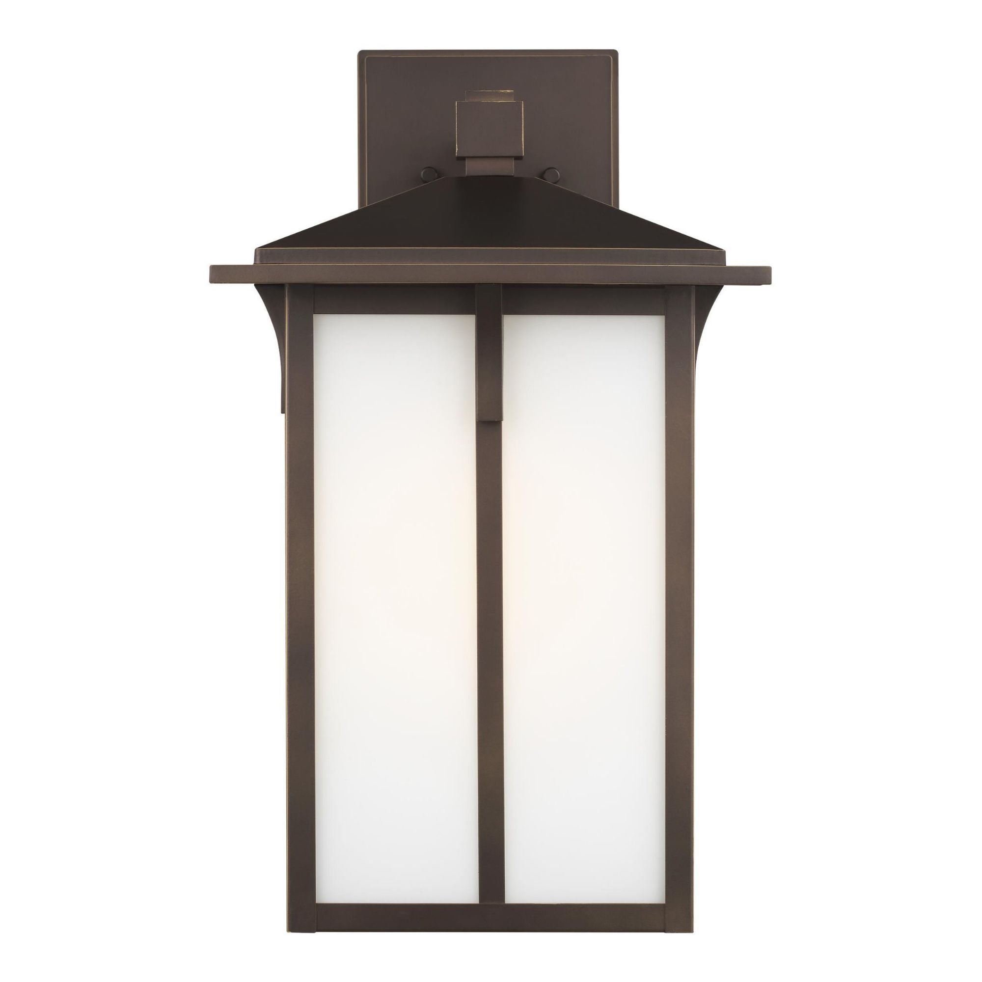 Tomek Large One Light Outdoor Wall Lantern LED Transitional Fixture 10.5" Width 18" Height Aluminum Rectangular Etched / White Inside Shade in Antique Bronze