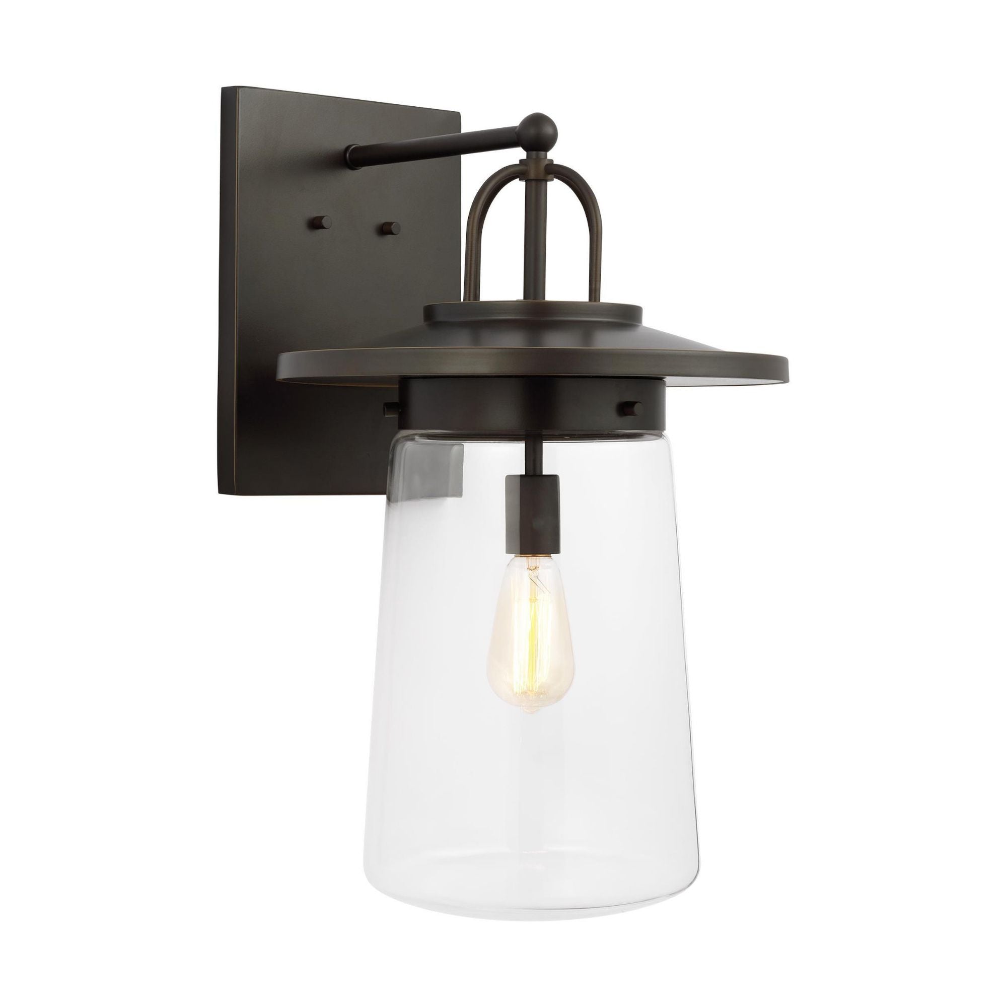 Tybee Extra Large One Light Outdoor Wall Lantern Casual Fixture 12" Width 22.25" Height Aluminum Round Clear Shade in Antique Bronze