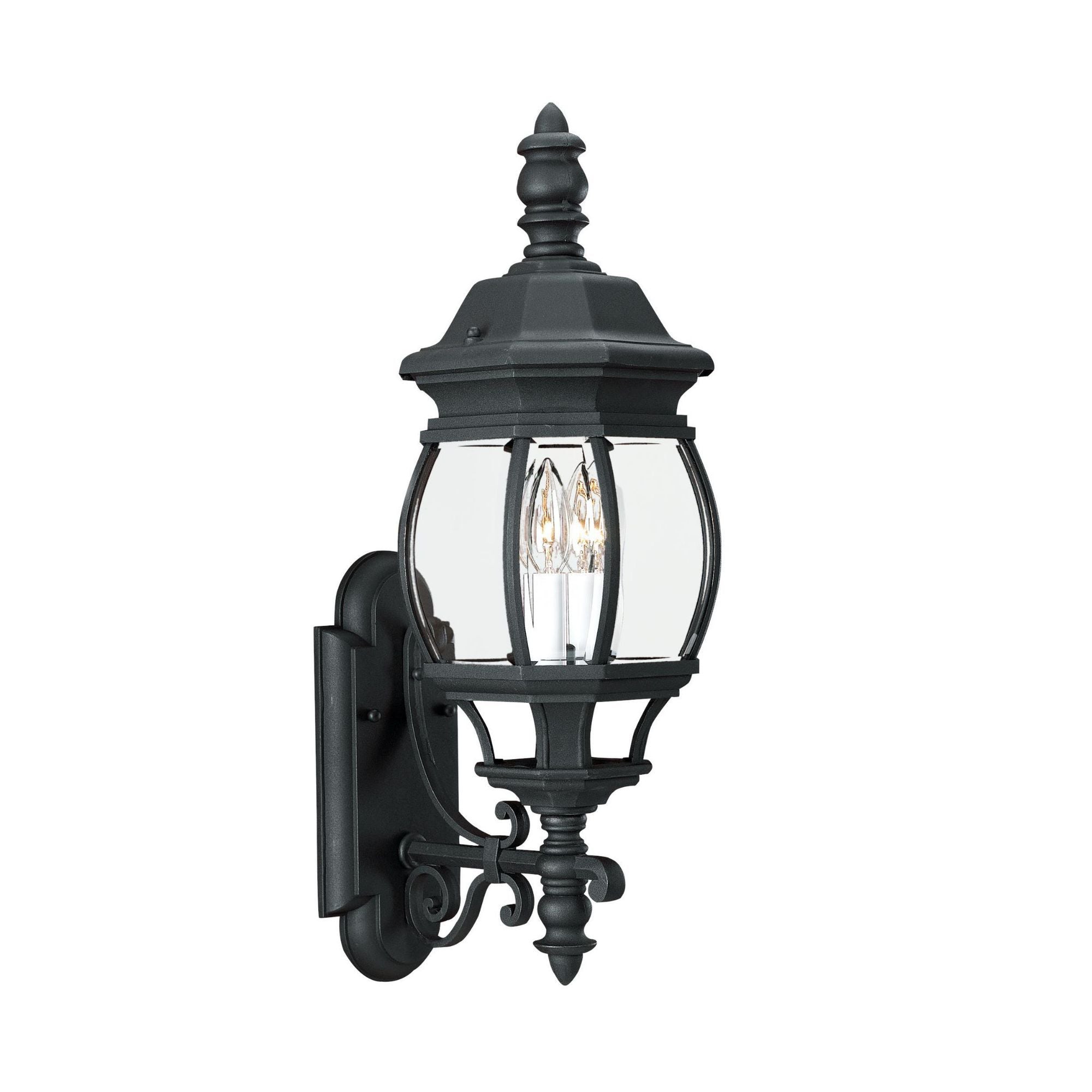 Wynfield Two Light Outdoor Wall Lantern LED Traditional Fixture 7.75" Width 23.5" Height Glass Clear Beveled Shade in Black