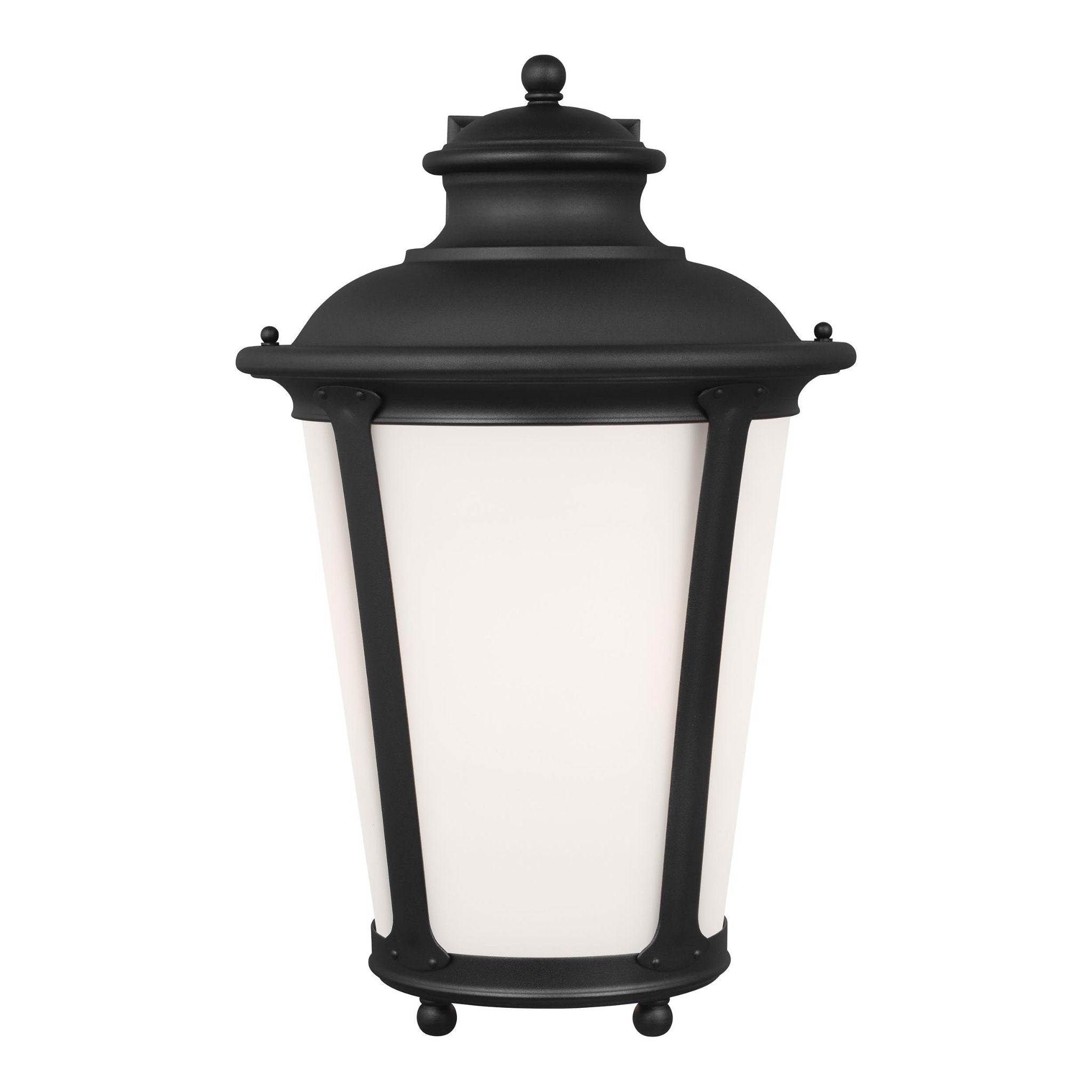 Cape May Extra Large One Light Outdoor Wall Lantern Traditional Fixture 13" Width 20.25" Height Aluminum Round Etched / White Inside Shade in Black