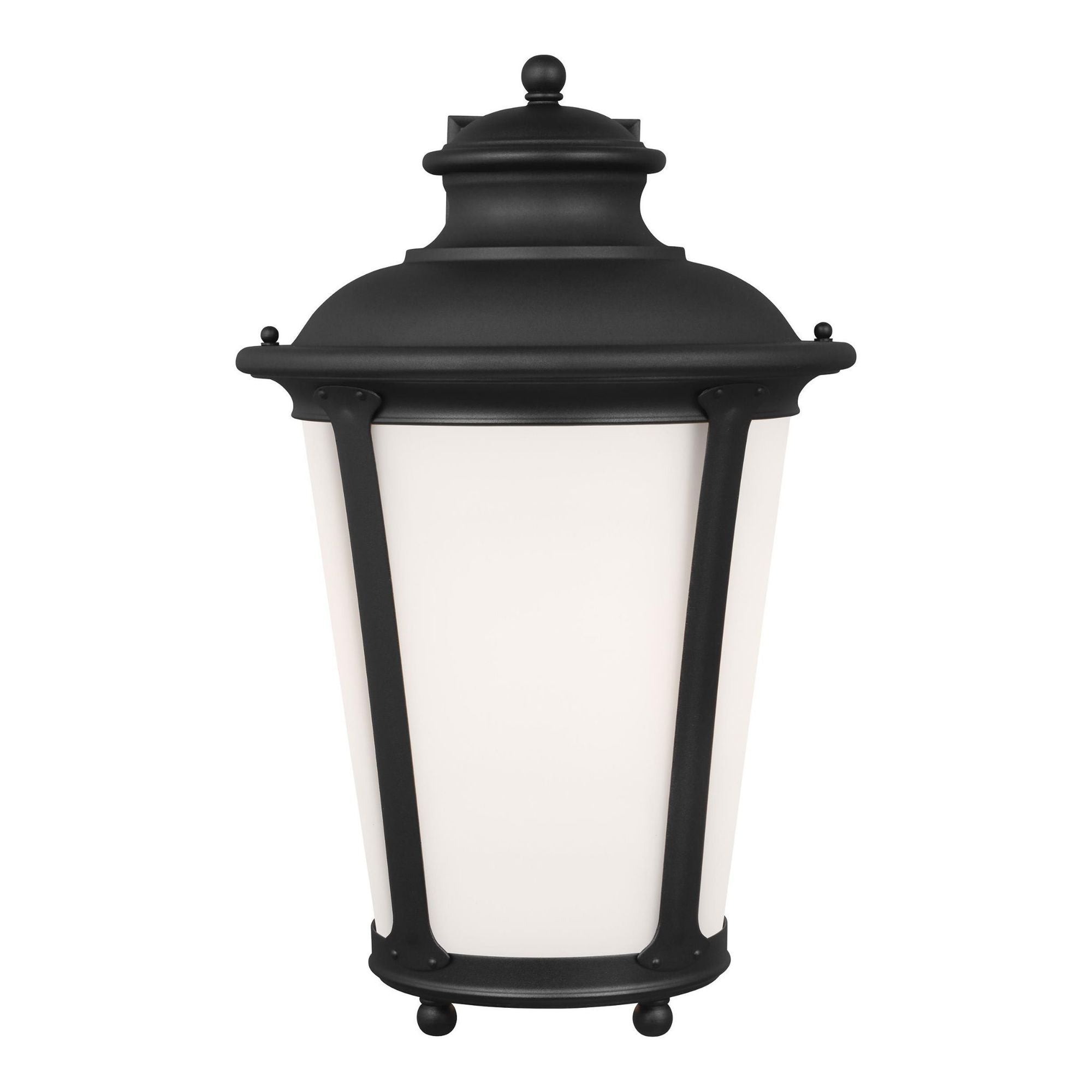 Cape May Extra Large One Light Outdoor Wall Lantern LED Traditional Fixture 13" Width 20.25" Height Aluminum Round Etched / White Inside Shade in Black