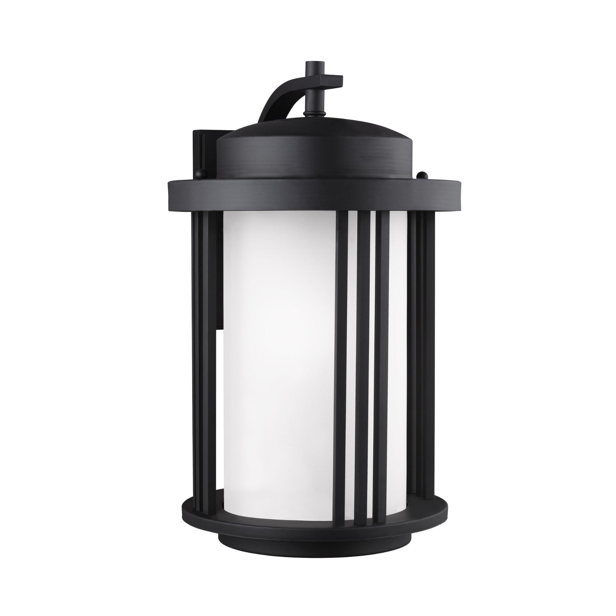 Crowell Large One Light Outdoor Wall Lantern LED Contemporary Fixture Dark Sky 12" Width 19.5625" Height Aluminum Round Satin Etched Shade in Black