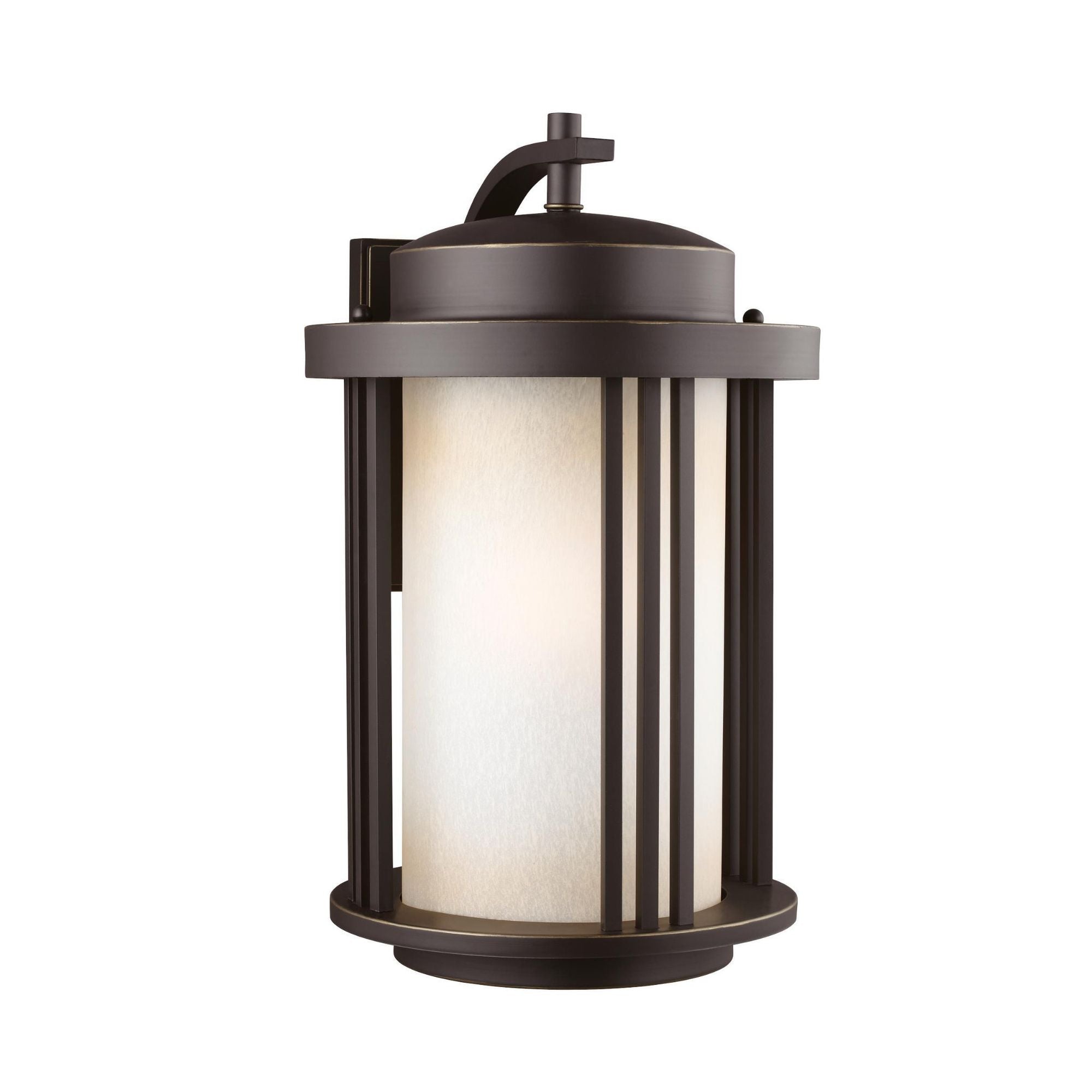 Crowell Large One Light Outdoor Wall Lantern LED Contemporary Fixture 12" Width 19.5625" Height Aluminum Round Creme Parchment Shade in Antique Bronze