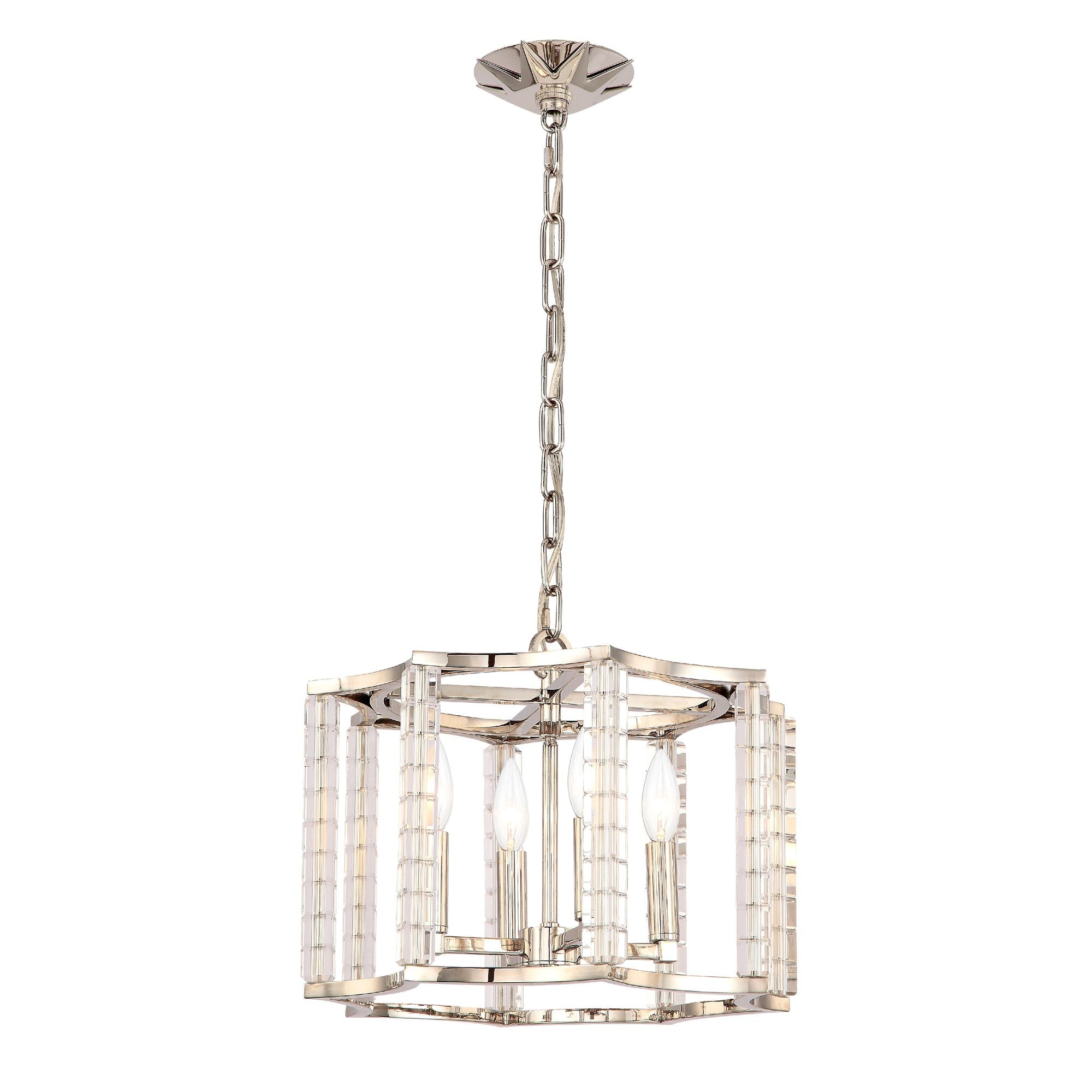 Carson 4 Light Polished Nickel Chandelier Crystal Cubes 16"W x 12"H x 16"D