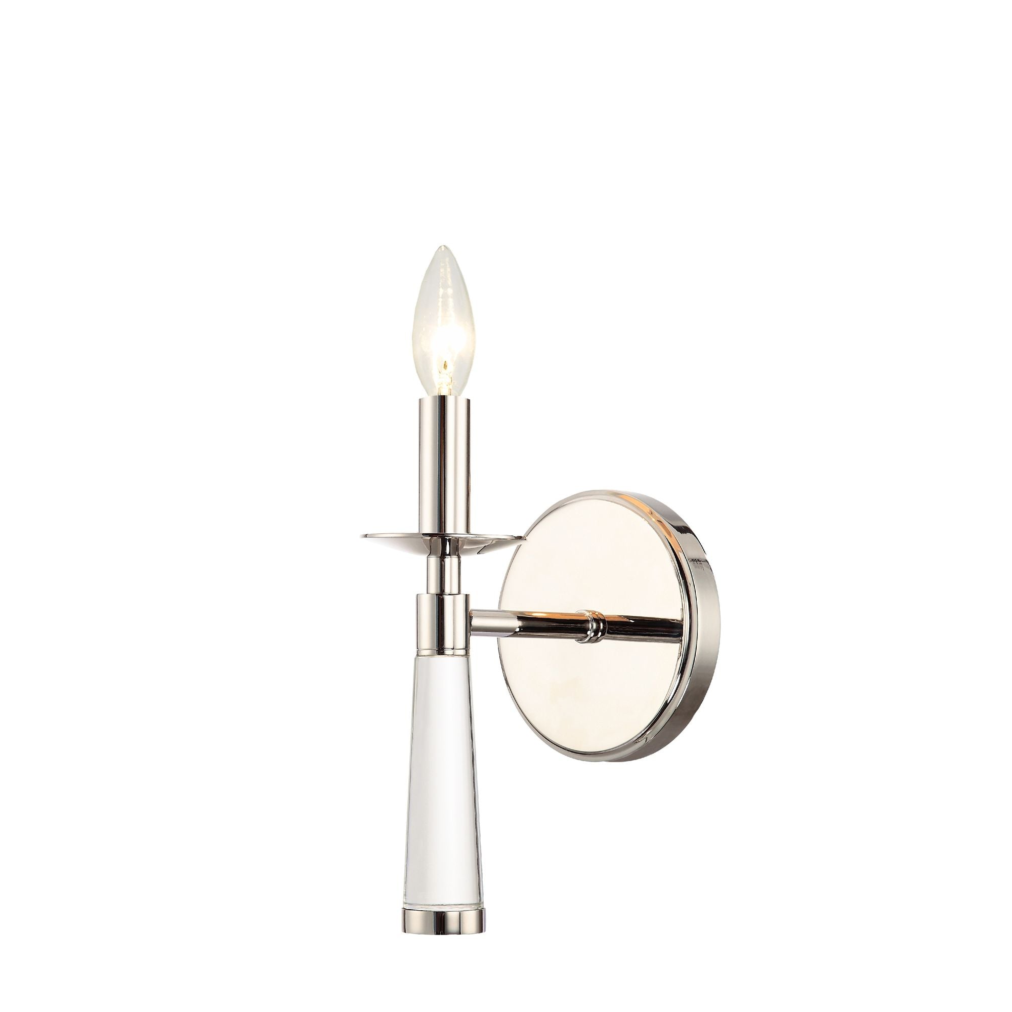 Baxter 1 Light Polished Nickel Sconce Silk Shade 5"W x 15"H x 7"D