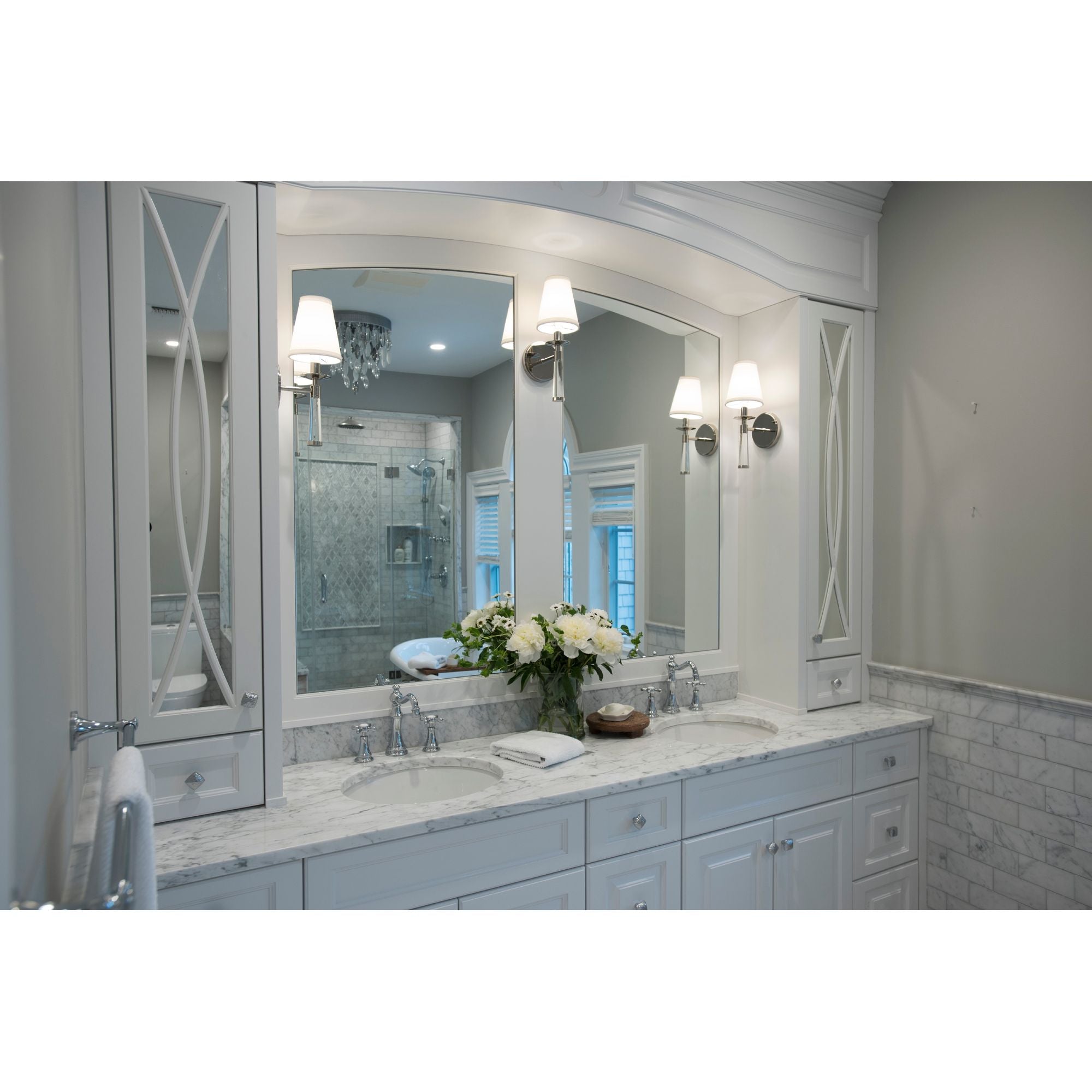 Baxter 1 Light Polished Nickel Sconce Silk Shade 5"W x 15"H x 7"D