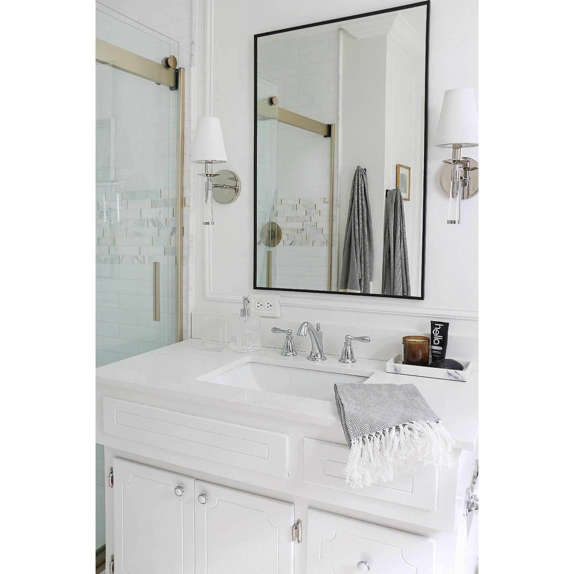 Baxter 1 Light Polished Nickel Sconce Silk Shade 5"W x 15"H x 7"D