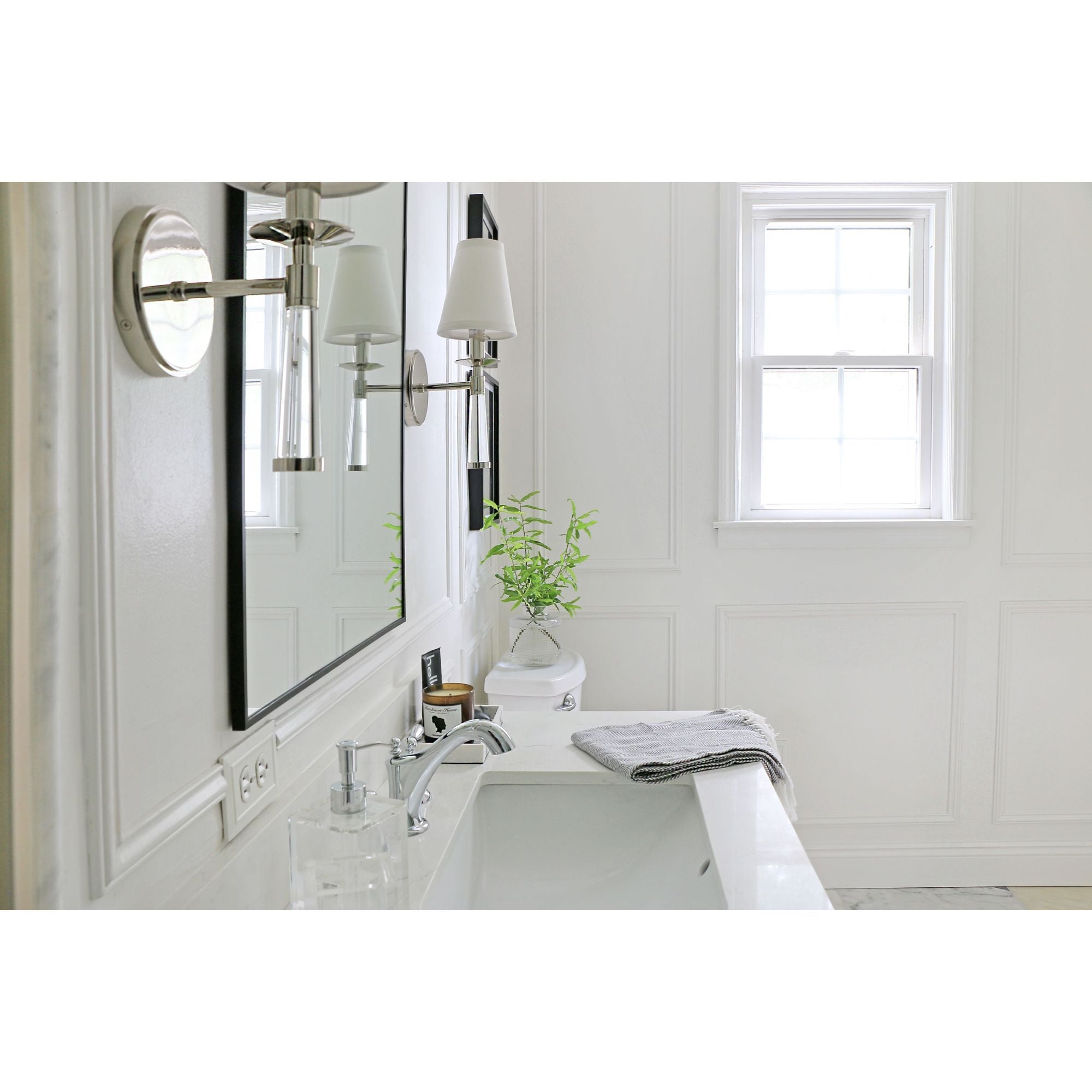 Baxter 1 Light Polished Nickel Sconce Silk Shade 5"W x 15"H x 7"D