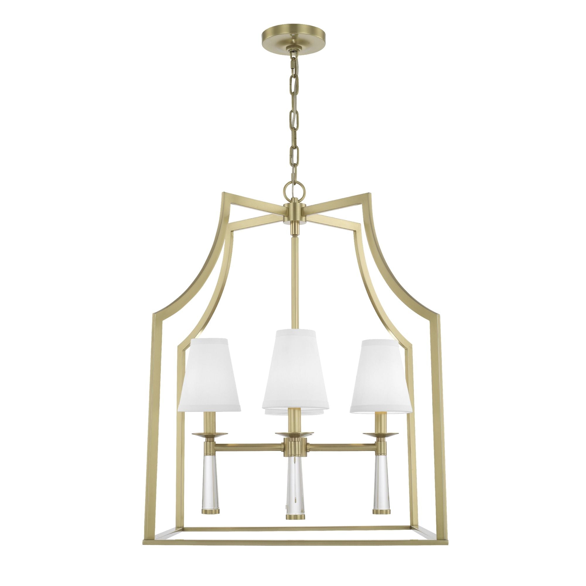 Baxter 4 Light Aged Brass Lantern Chandelier Silk Shade 22"W x 30"H x 22"D