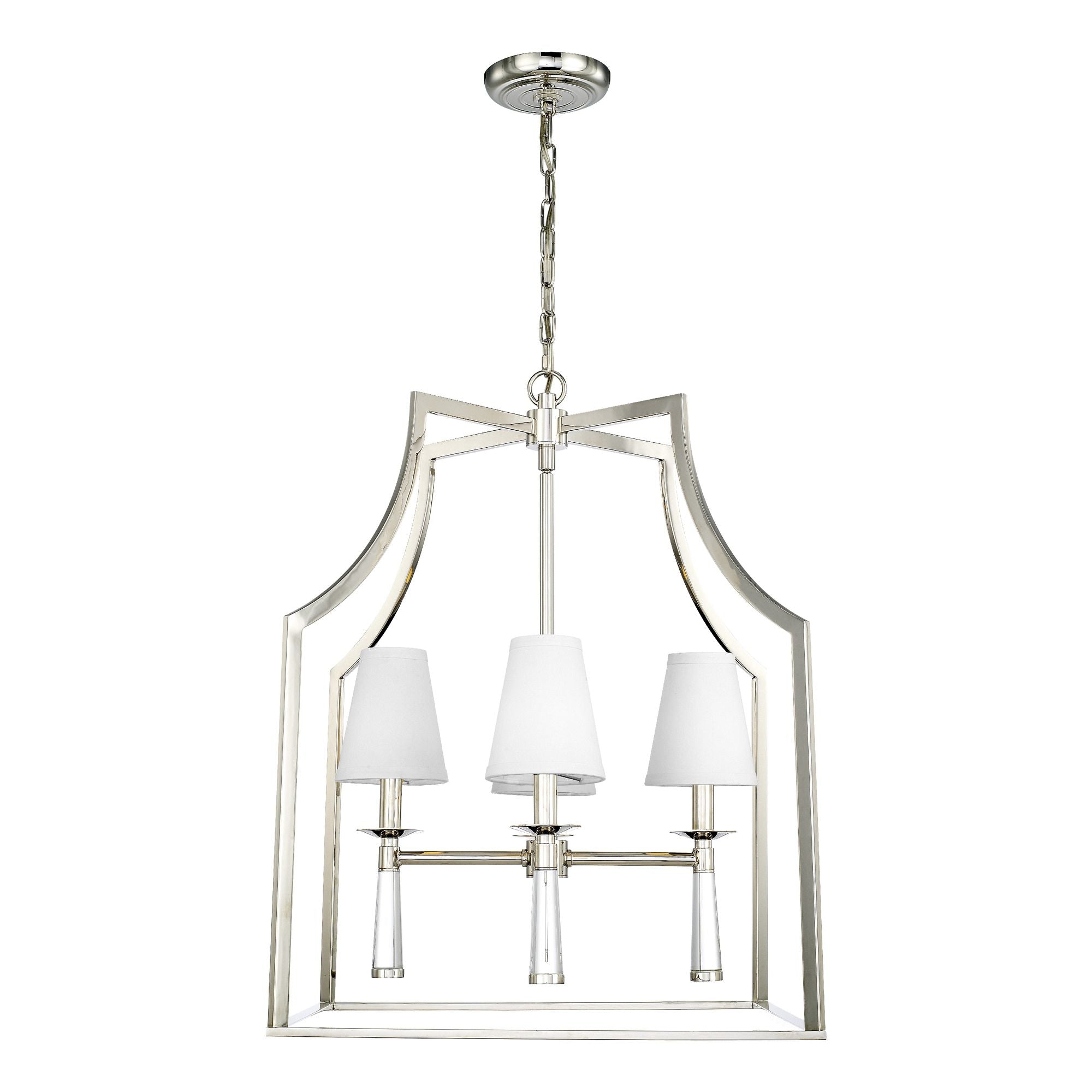 Baxter 4 Light Polished Nickel Lantern Chandelier Silk Shade 22"W x 30"H x 22"D