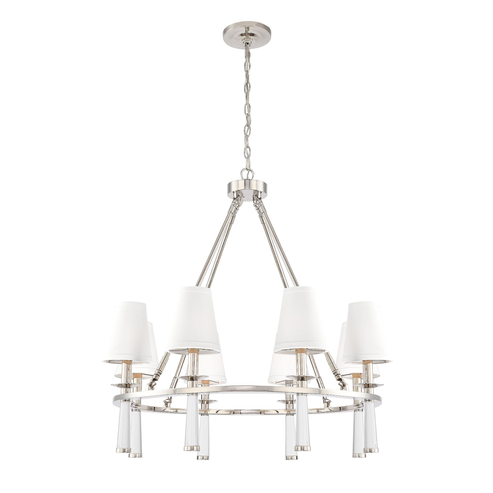 Baxter 8 Light Polished Nickel Chandelier Silk Shade 31.5"W x 31"H x 31.5"D