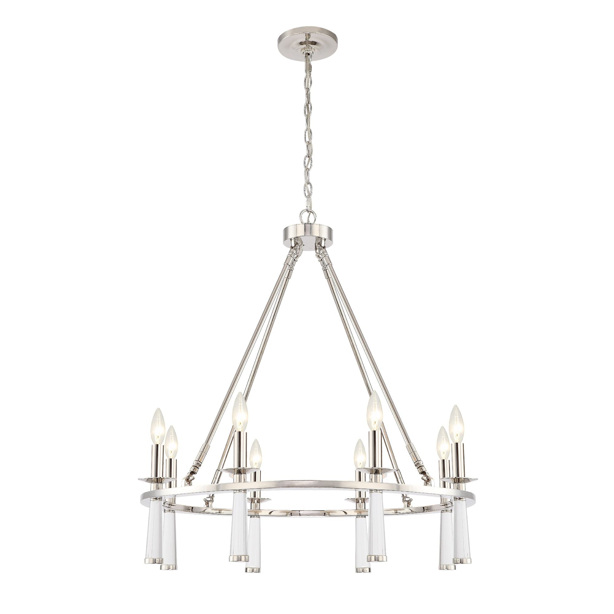 Baxter 8 Light Polished Nickel Chandelier Silk Shade 31.5"W x 31"H x 31.5"D