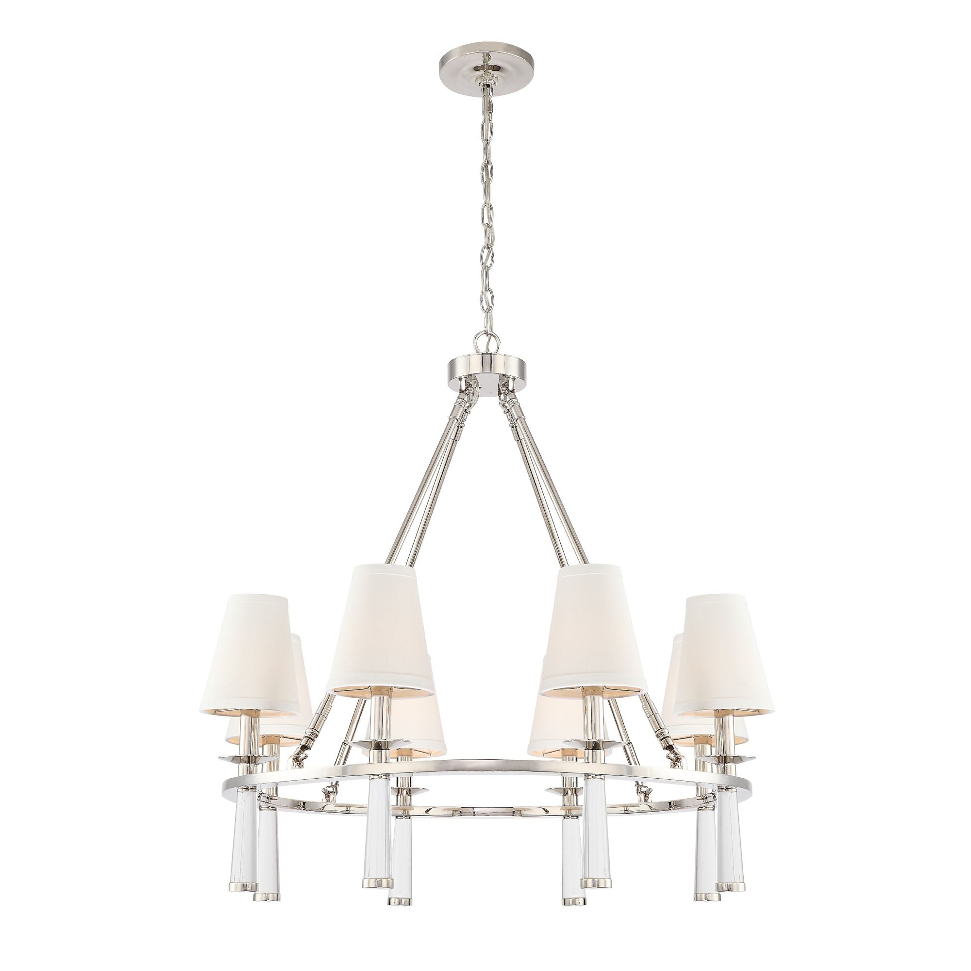 Baxter 8 Light Polished Nickel Chandelier Silk Shade 31.5"W x 31"H x 31.5"D
