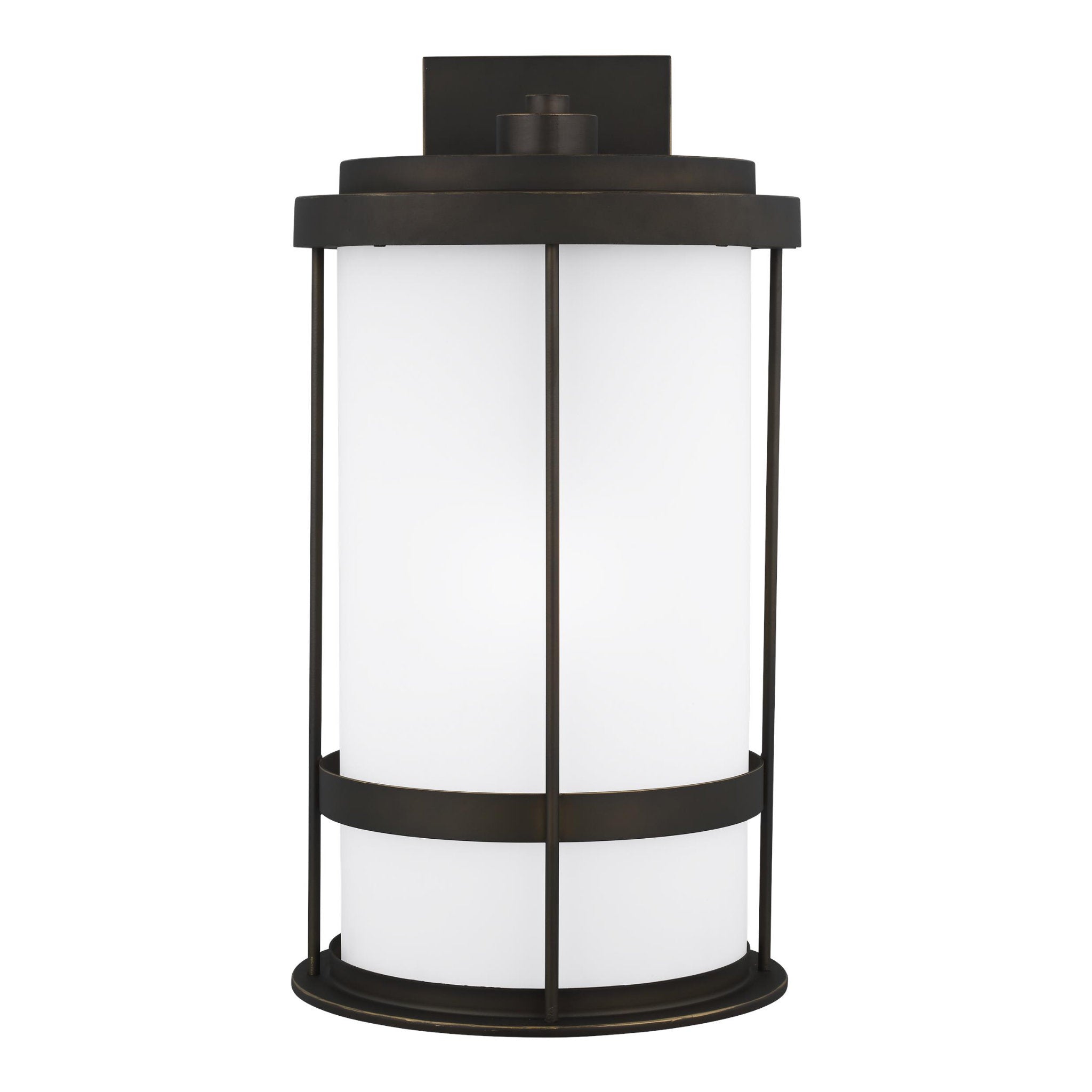 Wilburn Extra Large One Light Outdoor Wall Lantern LED Transitional Fixture Dark Sky 12.625" Width 24" Height Aluminum Round Satin Etched Shade in Antique Bronze