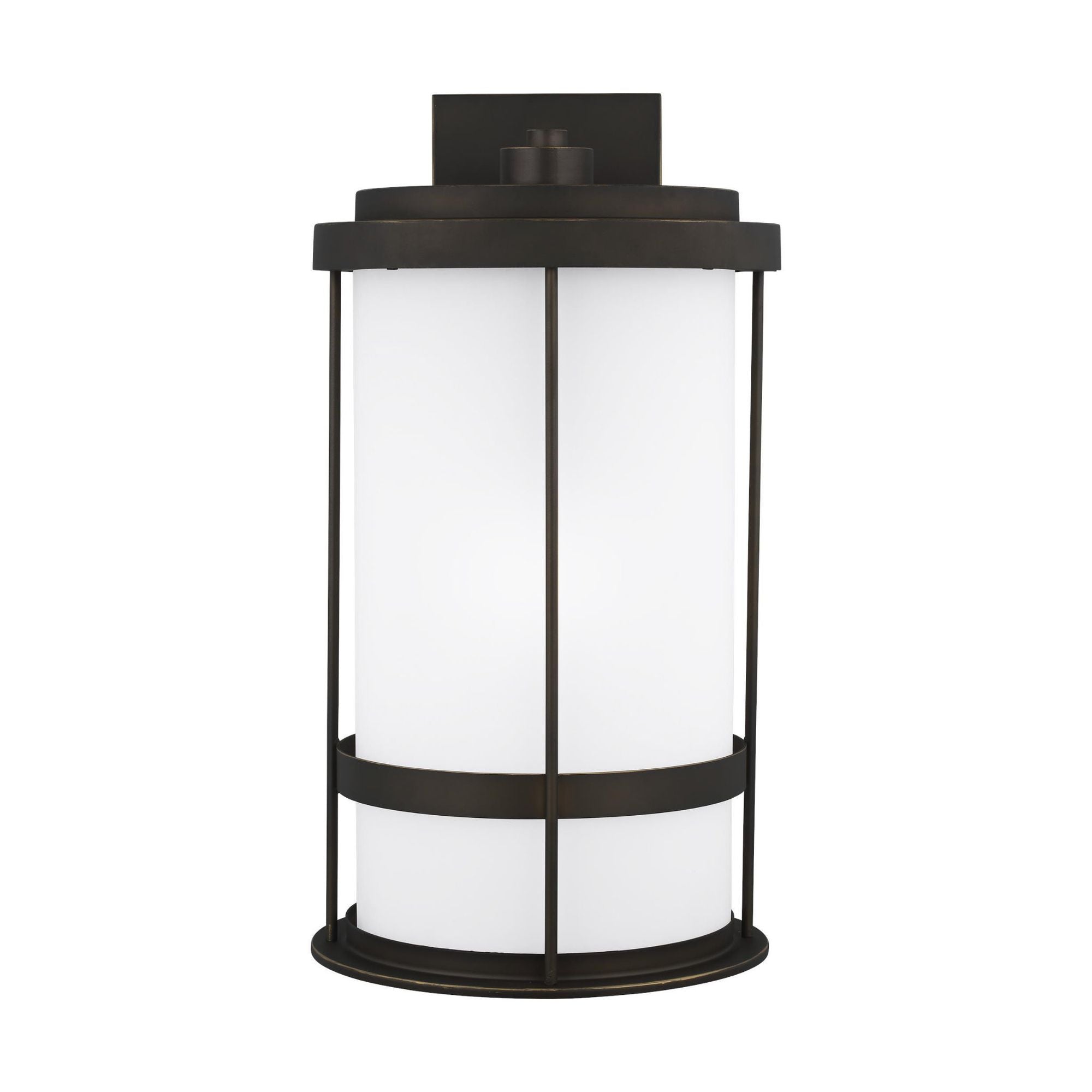 Wilburn Extra Large One Light Outdoor Wall Lantern LED Transitional Fixture 12.625" Width 24" Height Aluminum Round Satin Etched Shade in Antique Bronze