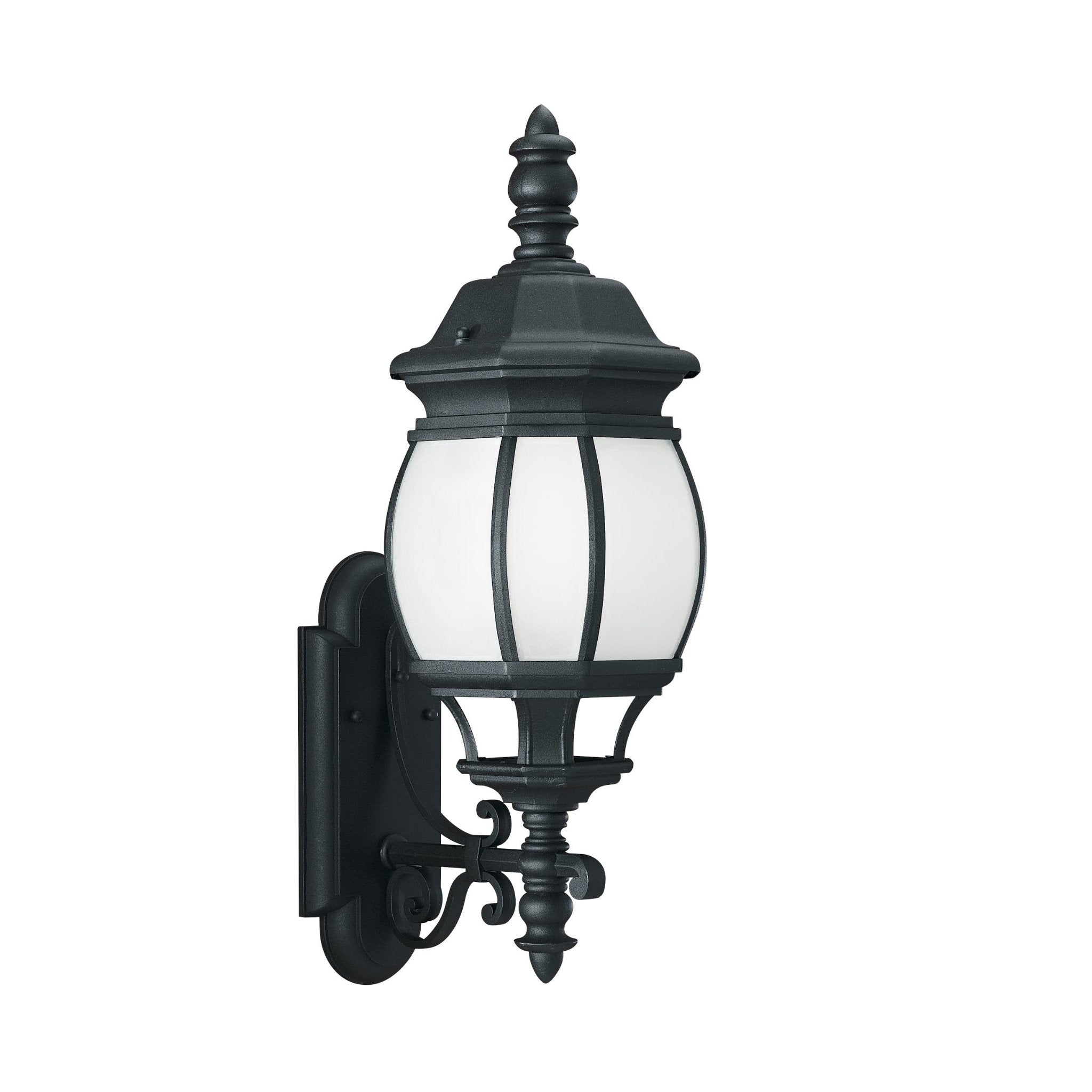 Wynfield One Light Outdoor Wall Lantern LED Traditional Fixture 7.75" Width 23.5" Height Die Cast Aluminum Irregular Frosted Shade in Black