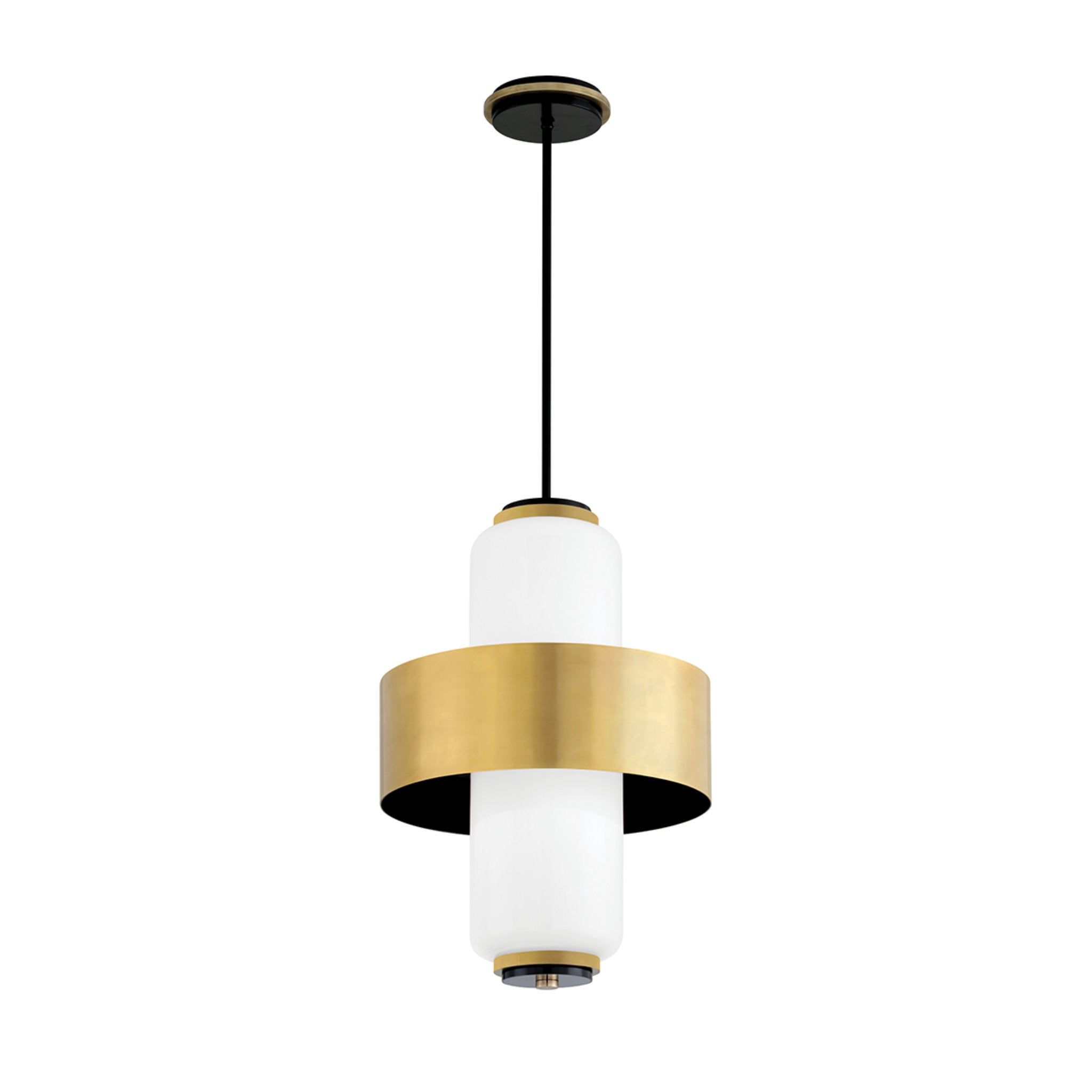 Melrose 4-Light Pendant in Vintage Brass/Soft Black 19L x 19W x 26H