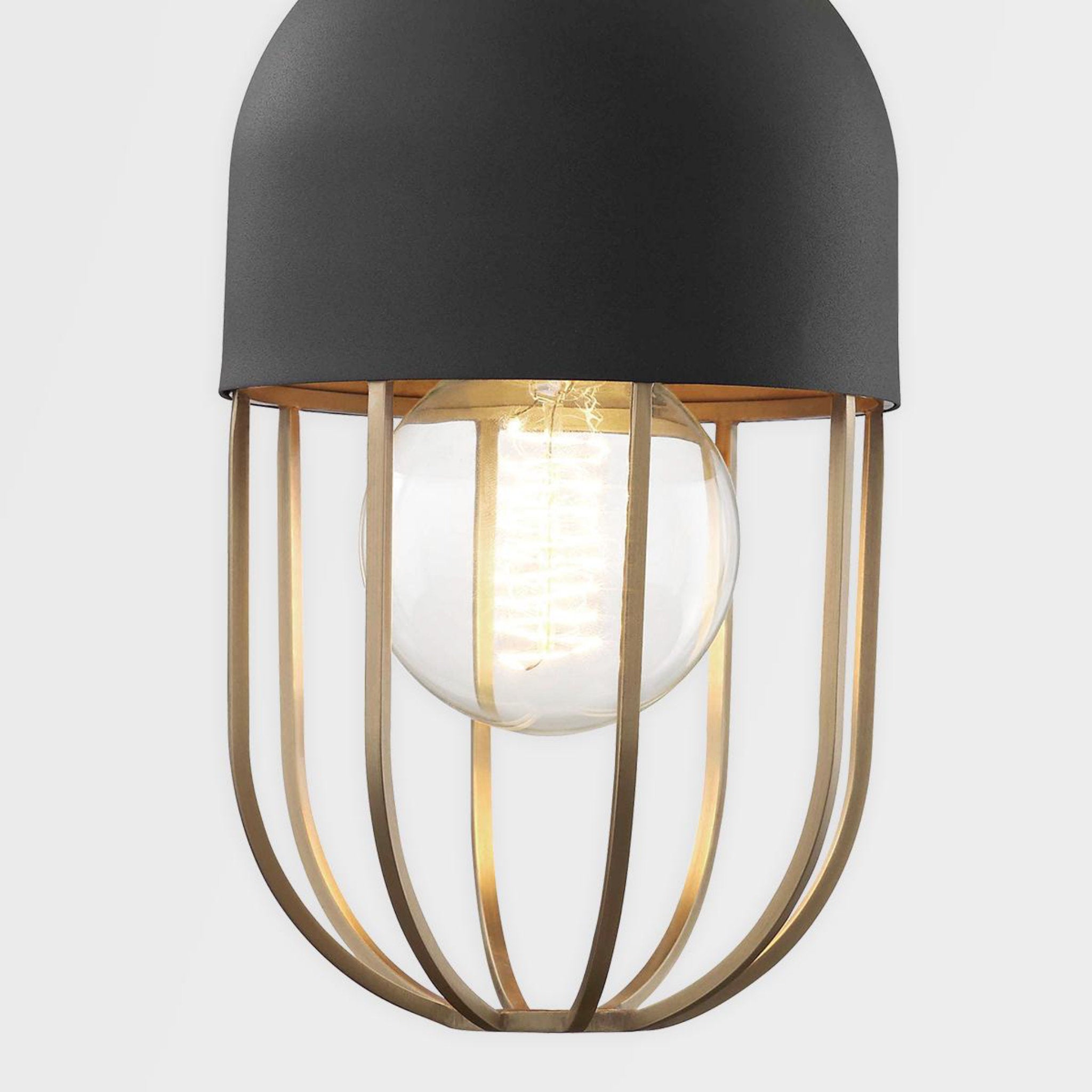 Haley 1-Light Semi Flush in Aged Brass/Black 5.5L x 5.5W x 10.5H