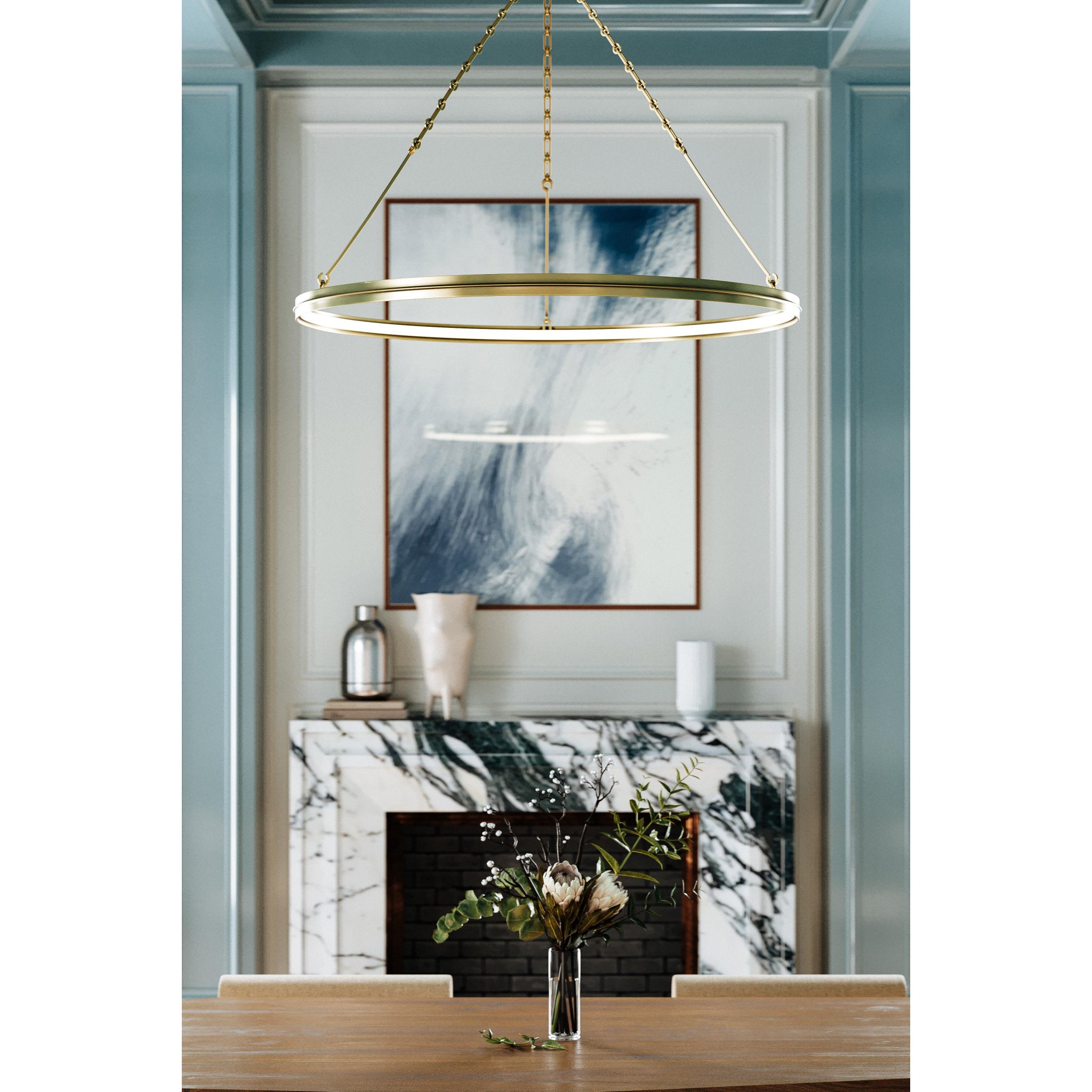 Rosendale 1-Light Chandelier in Aged Brass 42L x 42W x 2.25H